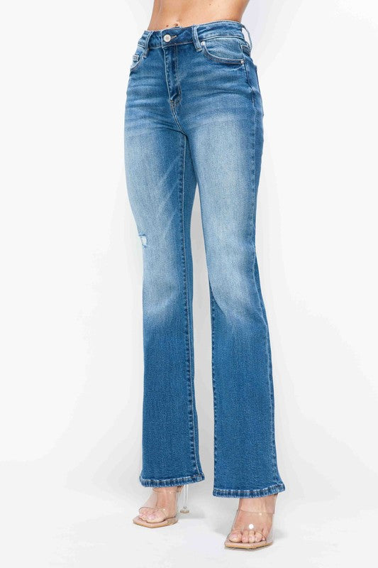 Blue Zone Planet | bytos Full Size Distressed High Rise Jeans with Pockets-BOTTOMS SIZES SMALL MEDIUM LARGE-[Adult]-[Female]-2022 Online Blue Zone Planet