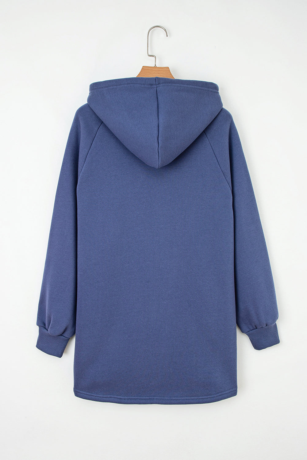 Dirty blue Fleece Lined Adjustable Drawstring Oversize Tunic Hoodie-Tops / Dresses-[Adult]-[Female]-2022 Online Blue Zone Planet