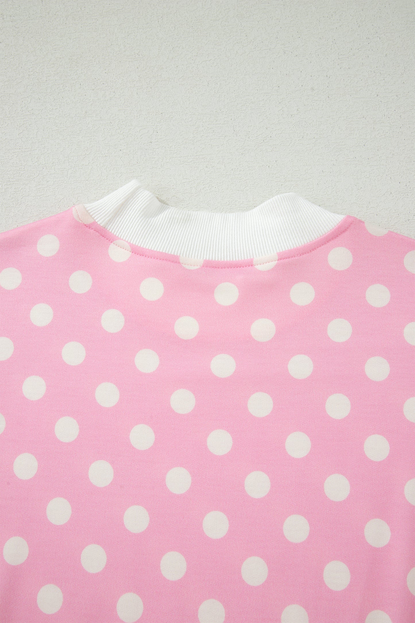 Sky Blue Polka Dot Print Color Block Trim Mock Neck Short Set-Two Piece Sets/Short Sets-[Adult]-[Female]-2022 Online Blue Zone Planet
