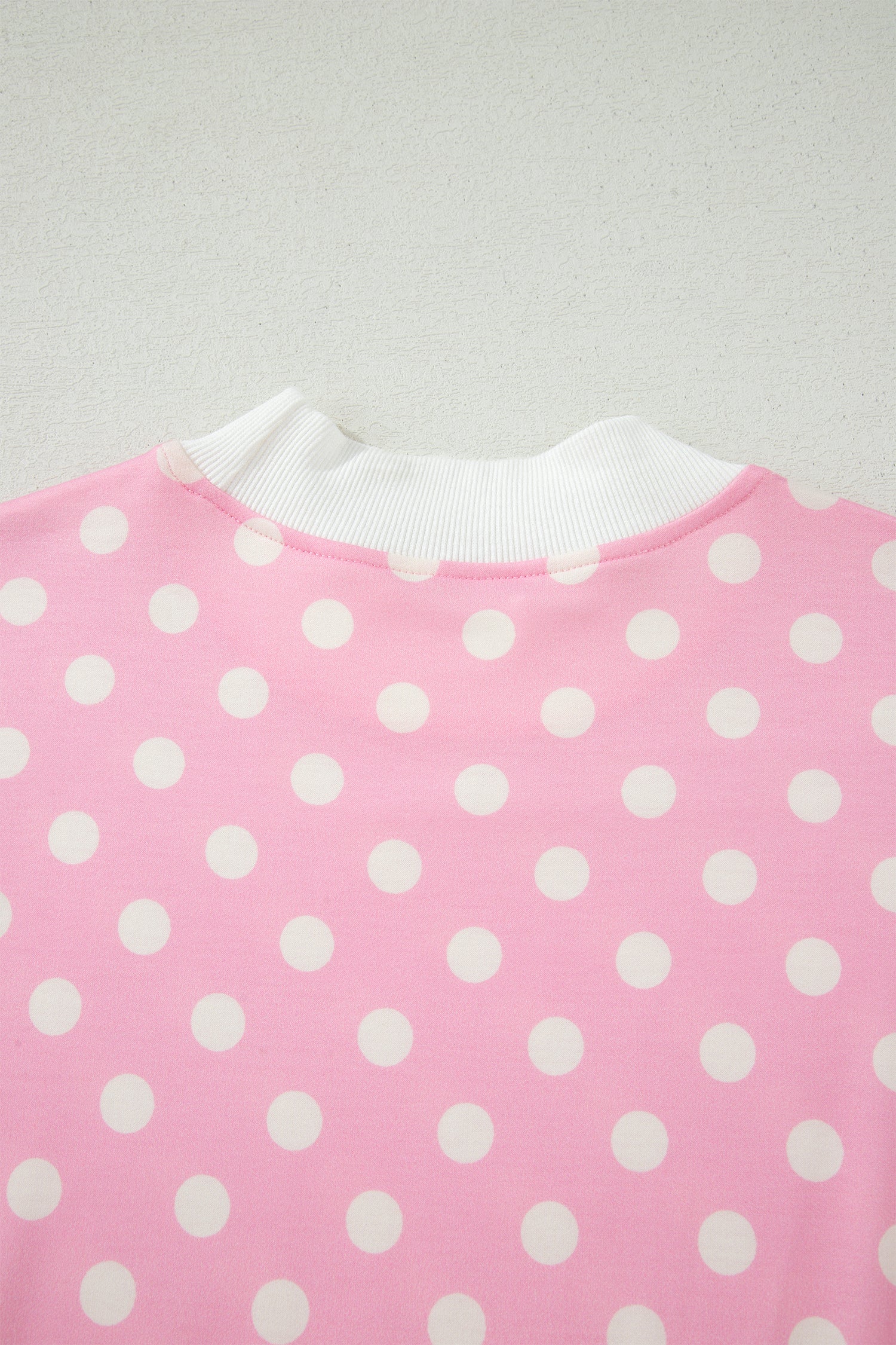 Sky Blue Polka Dot Print Color Block Trim Mock Neck Short Set-Two Piece Sets/Short Sets-[Adult]-[Female]-2022 Online Blue Zone Planet