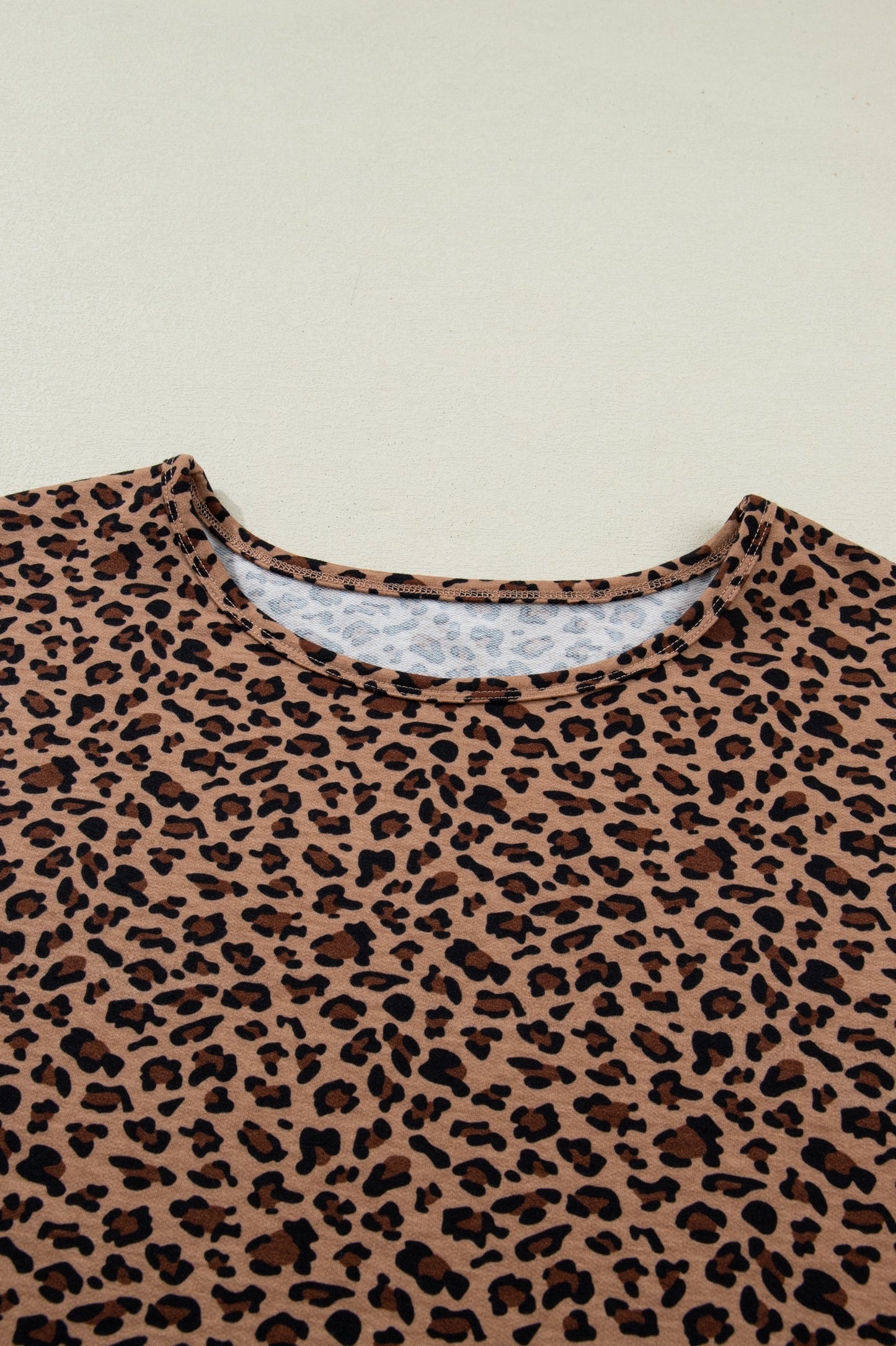 Brown Plus Size Leopard Loose Top Pleated Pants Set-Plus Size/Plus Size Loungewear-[Adult]-[Female]-2022 Online Blue Zone Planet