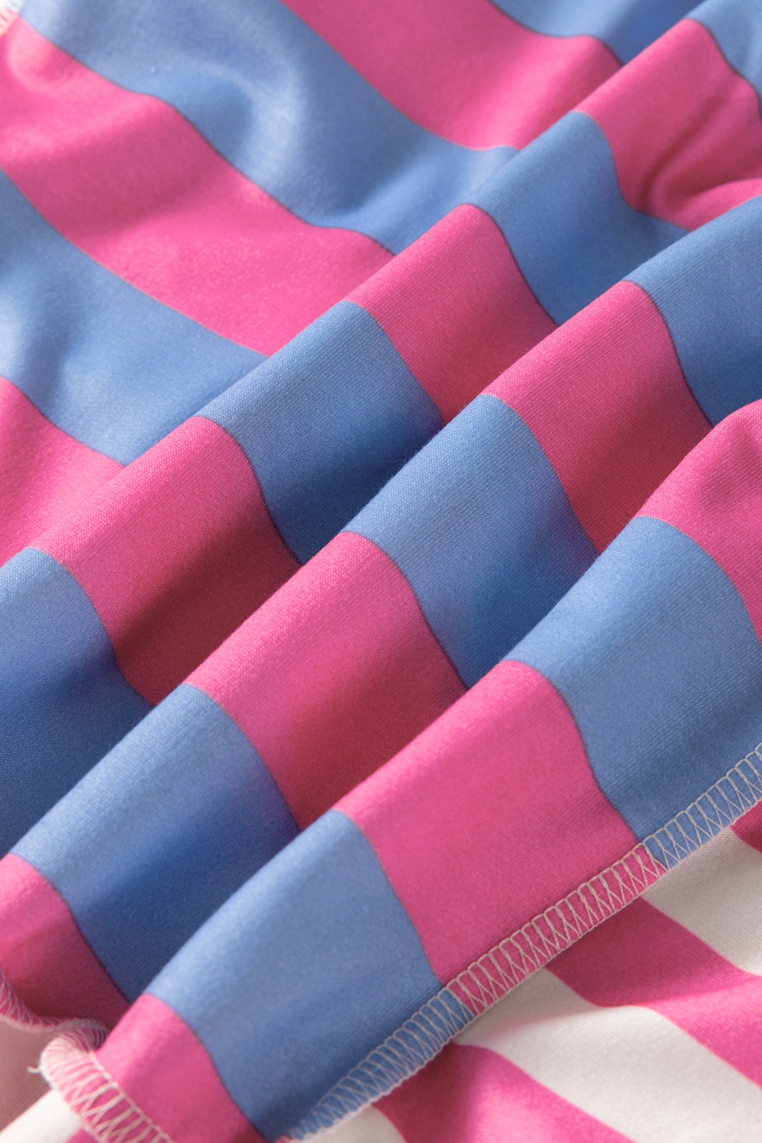 Pink Stripe Exposed Seam Contrast Patchwork Oversized Top-Tops/Tops & Tees-[Adult]-[Female]-2022 Online Blue Zone Planet