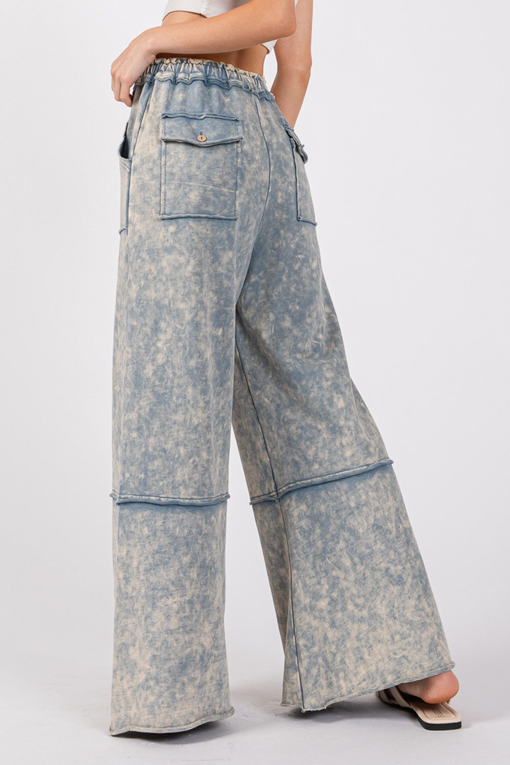 Blue Zone Planet | SAGE + FIG Mineral Washed Terry Wide Leg Pants-TOPS / DRESSES-[Adult]-[Female]-2022 Online Blue Zone Planet