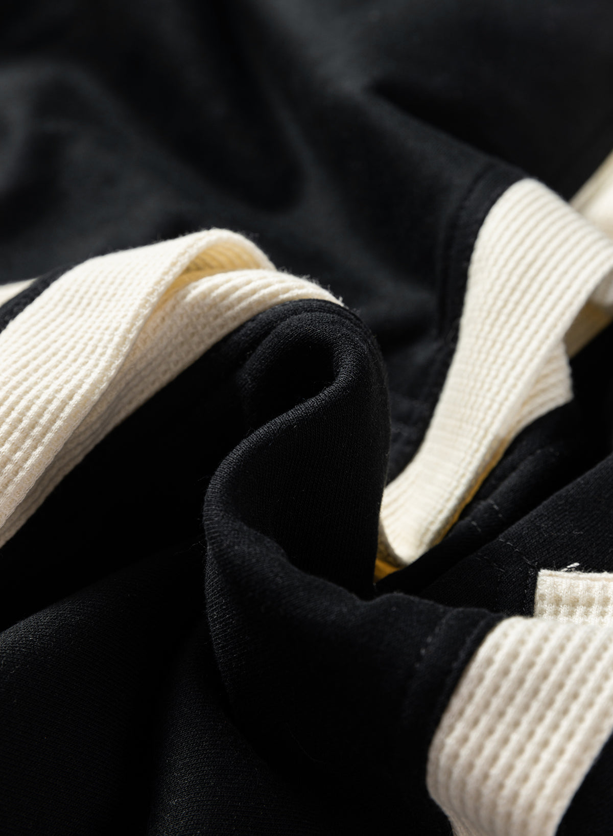 Black Waffle Contrast Knit Color Block Patchwork Button Front Oversize Hoodie-Tops / Dresses-[Adult]-[Female]-2022 Online Blue Zone Planet