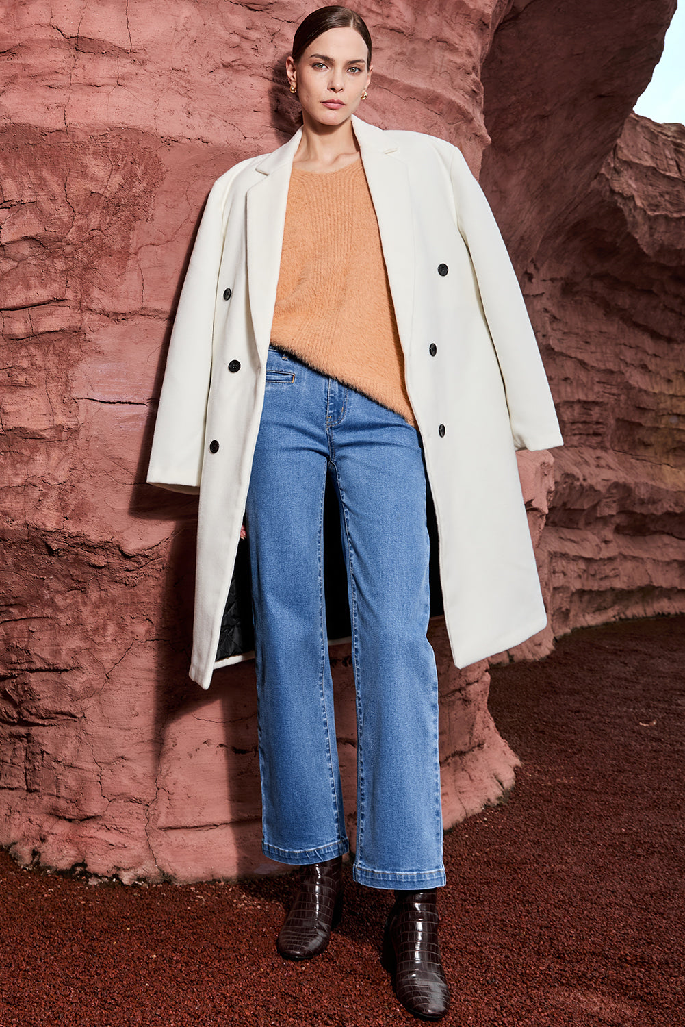 Light Blue Double Button High Rise Straight Leg Jeans-Bottoms/Jeans-[Adult]-[Female]-2022 Online Blue Zone Planet