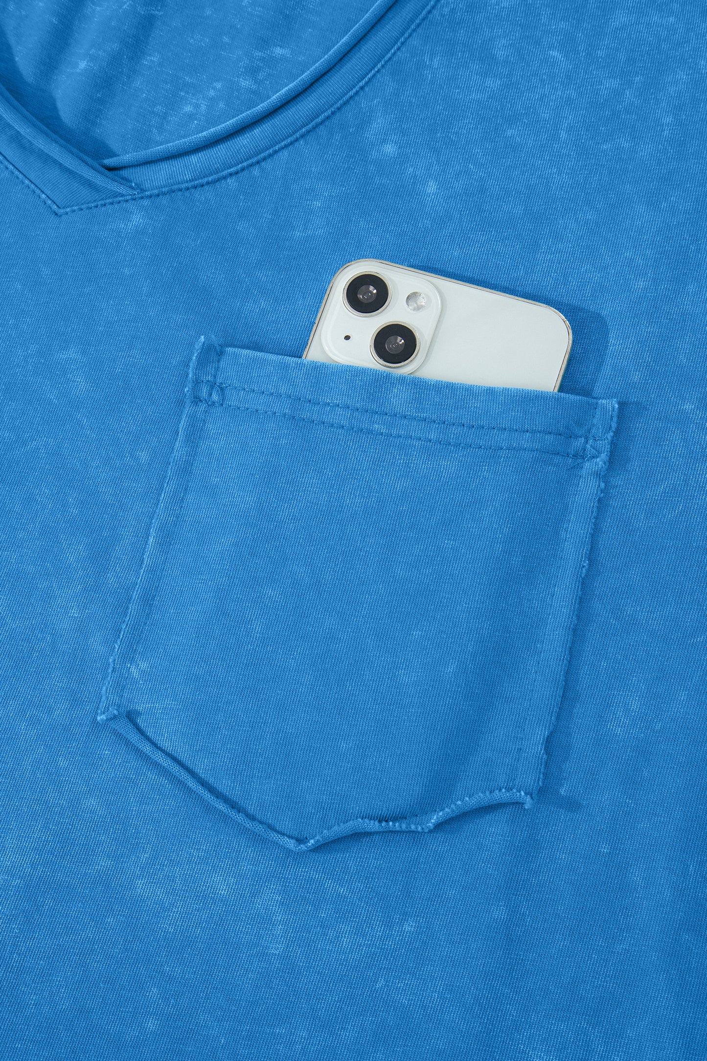 Blue Cotton Mineral Wash T Shirt-Tops/Tops & Tees-[Adult]-[Female]-2022 Online Blue Zone Planet