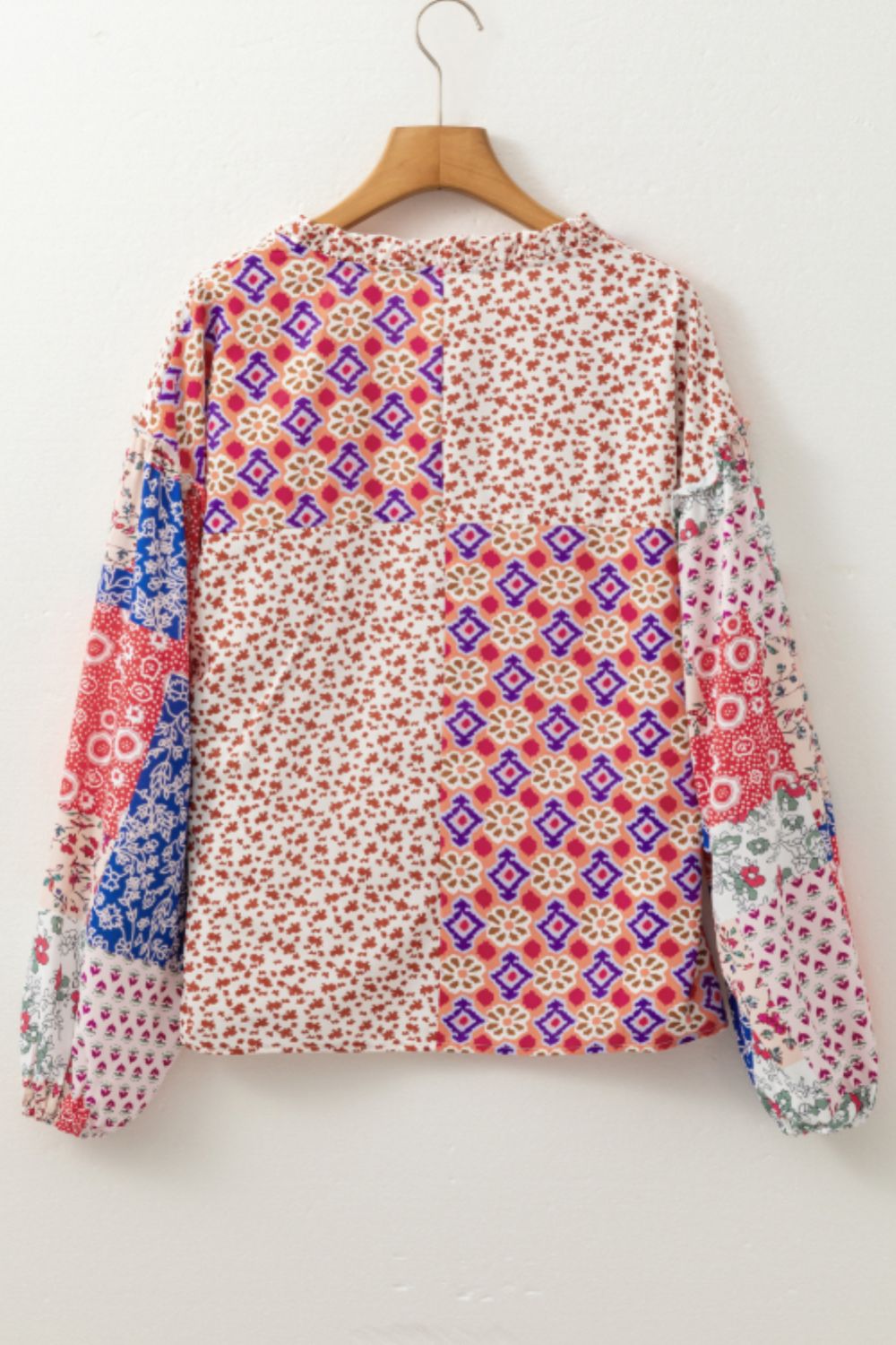 Printed Tie Neck Long Sleeve Blouse-TOPS / DRESSES-[Adult]-[Female]-2022 Online Blue Zone Planet