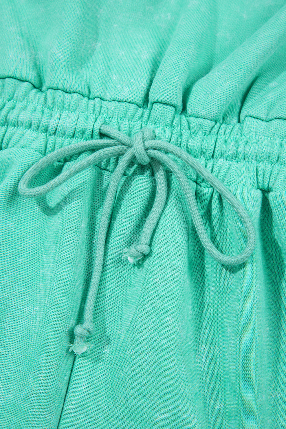Sea Green Mineral Wash Drawstring Waist Hollow Out Back Short Sleeve Romper-Bottoms/Jumpsuits & Rompers-[Adult]-[Female]-2022 Online Blue Zone Planet