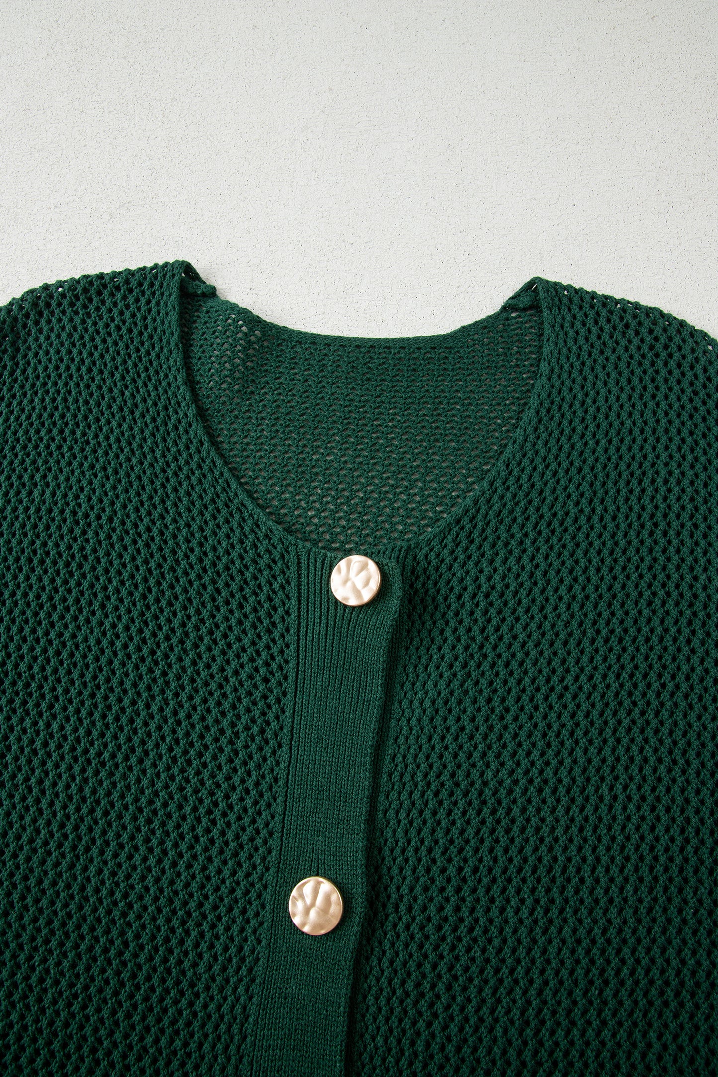 Blackish Green Plus Size Golden Accent Buttons Short Sweater Cardigan-Plus Size/Plus Size Sweaters & Cardigans-[Adult]-[Female]-2022 Online Blue Zone Planet
