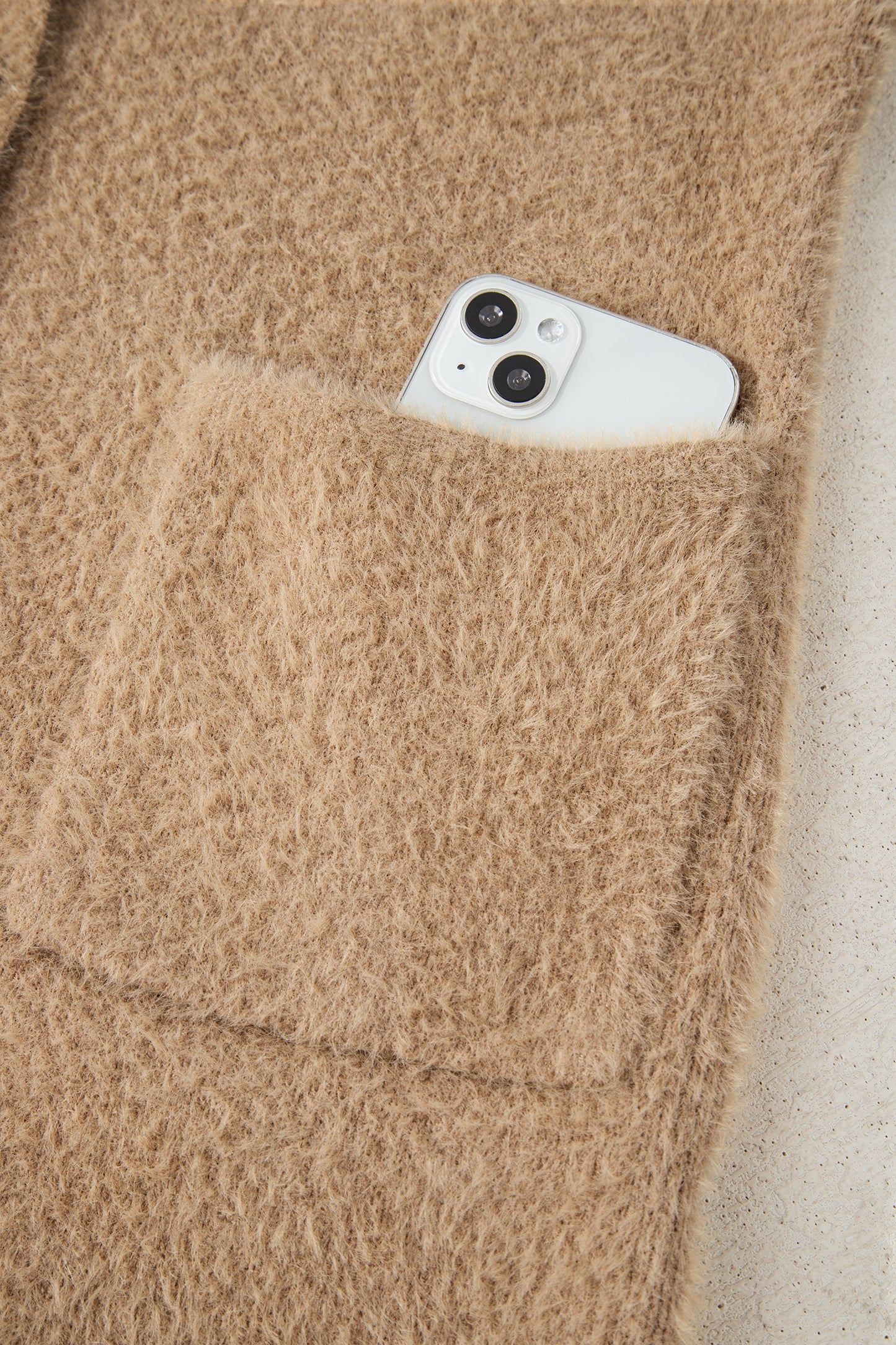 Smoke Gray Fuzzy Buttoned Front Midi Solid Cardigan-Sweaters & Cardigans/Cardigans-[Adult]-[Female]-2022 Online Blue Zone Planet