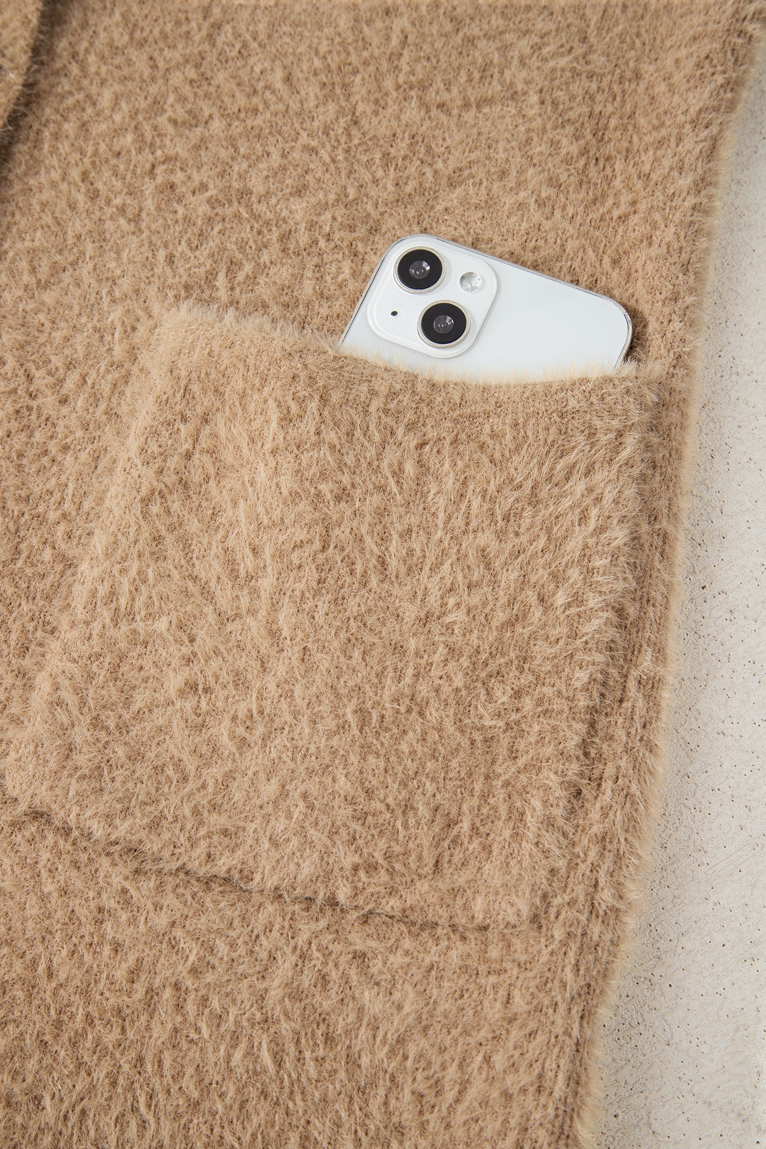 Smoke Gray Fuzzy Buttoned Front Midi Solid Cardigan-Sweaters & Cardigans/Cardigans-[Adult]-[Female]-2022 Online Blue Zone Planet