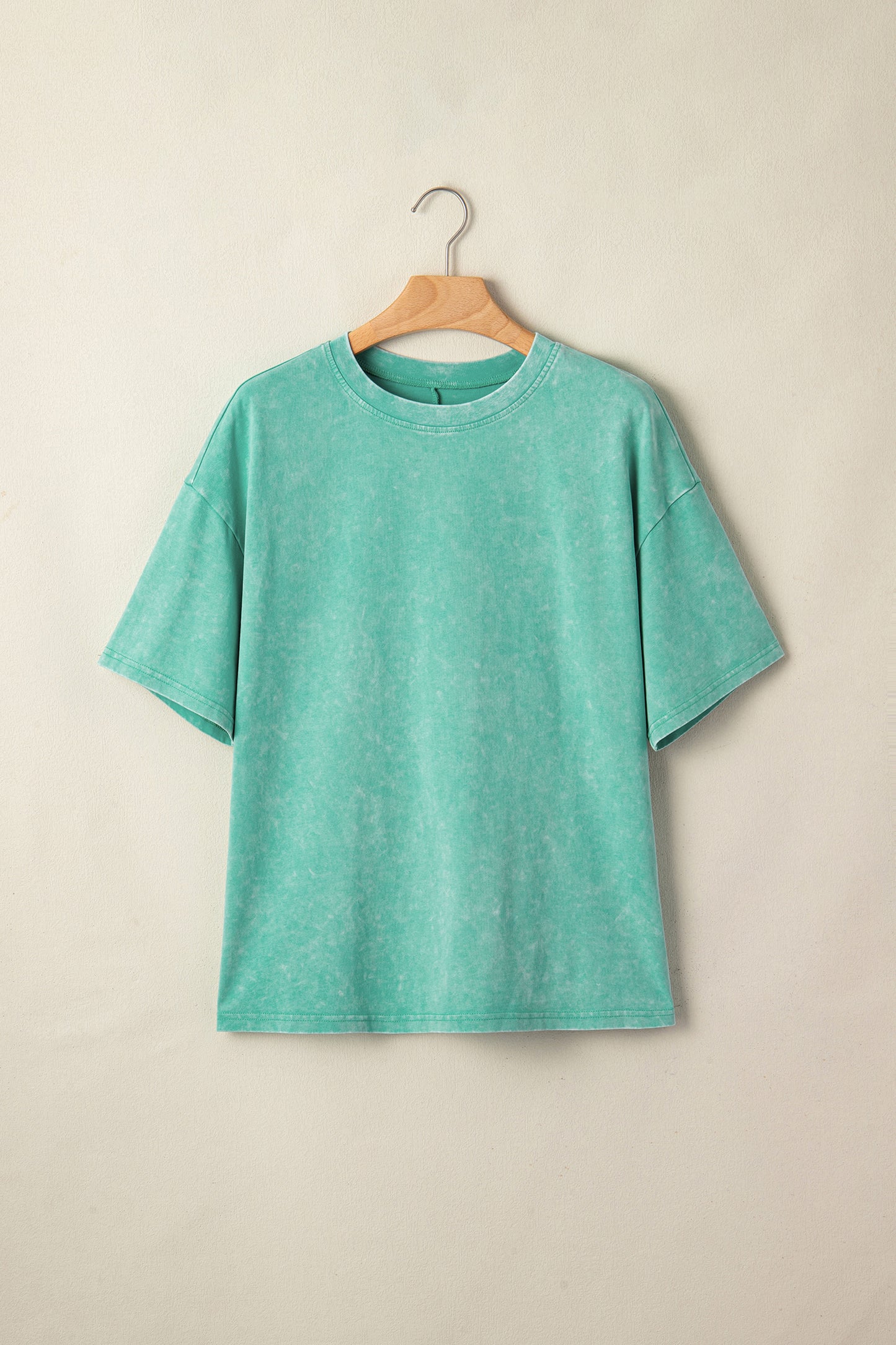 Mint Green Solid Color Cotton Mineral Washed Oversize Tee-Tops/Tops & Tees-[Adult]-[Female]-2022 Online Blue Zone Planet