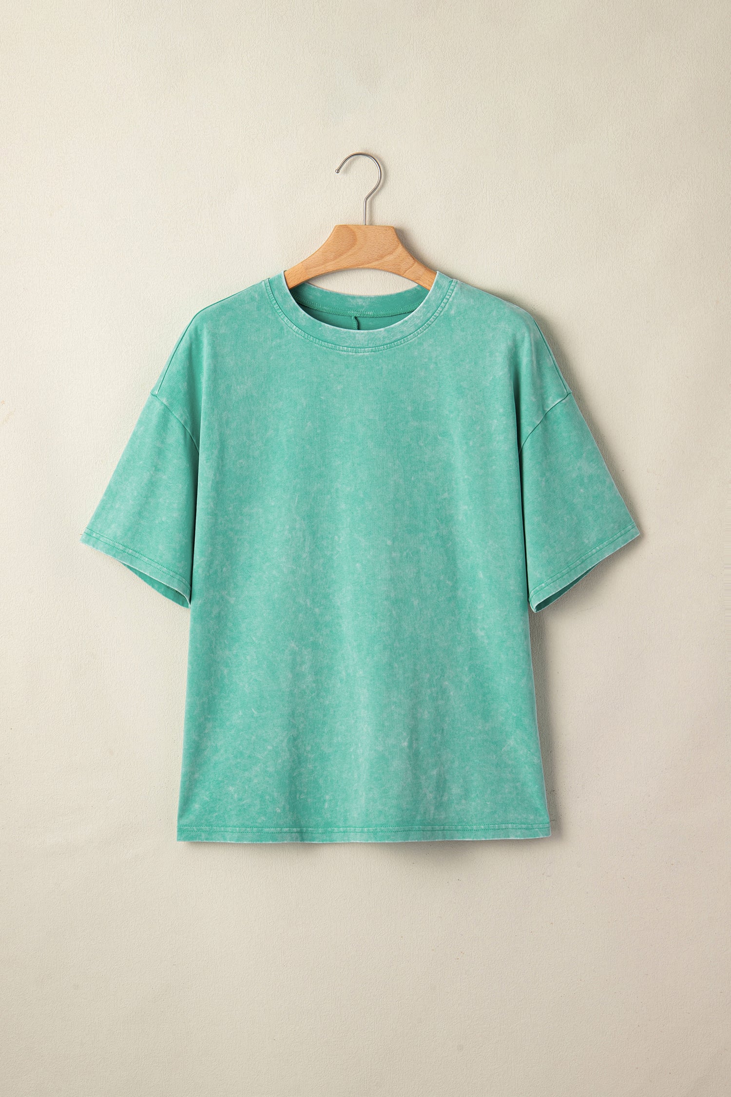 Mint Green Solid Color Cotton Mineral Washed Oversize Tee-Tops/Tops & Tees-[Adult]-[Female]-2022 Online Blue Zone Planet
