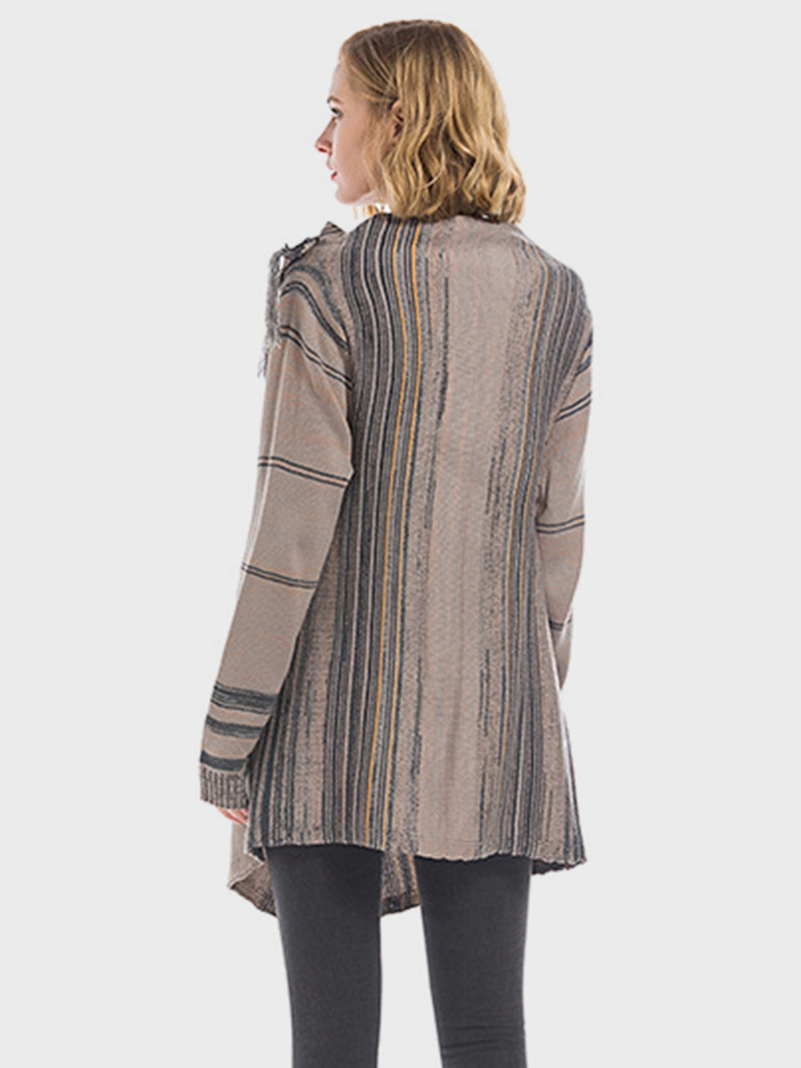 Angel Wings Tassel Striped Open Front Long Sleeve Cardigan-TOPS / DRESSES-[Adult]-[Female]-2022 Online Blue Zone Planet