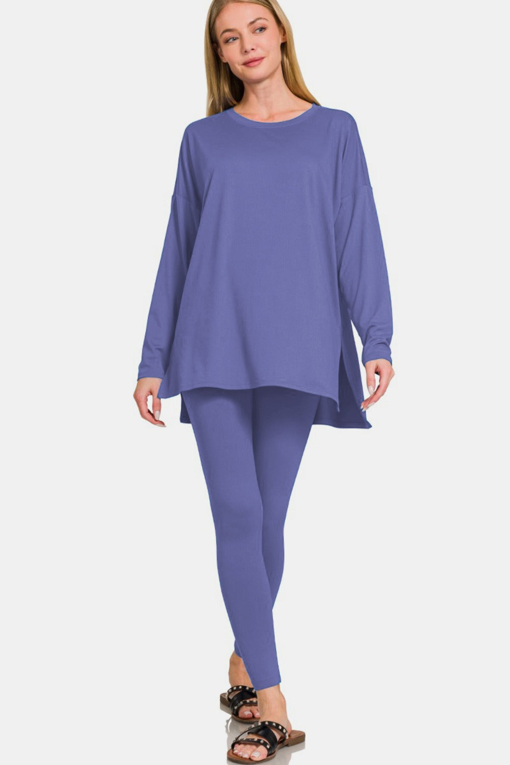 Blue Zone Planet | Zenana Full Size Brushed Microfiber Top and Leggings Lounge Set-TOPS / DRESSES-[Adult]-[Female]-2022 Online Blue Zone Planet