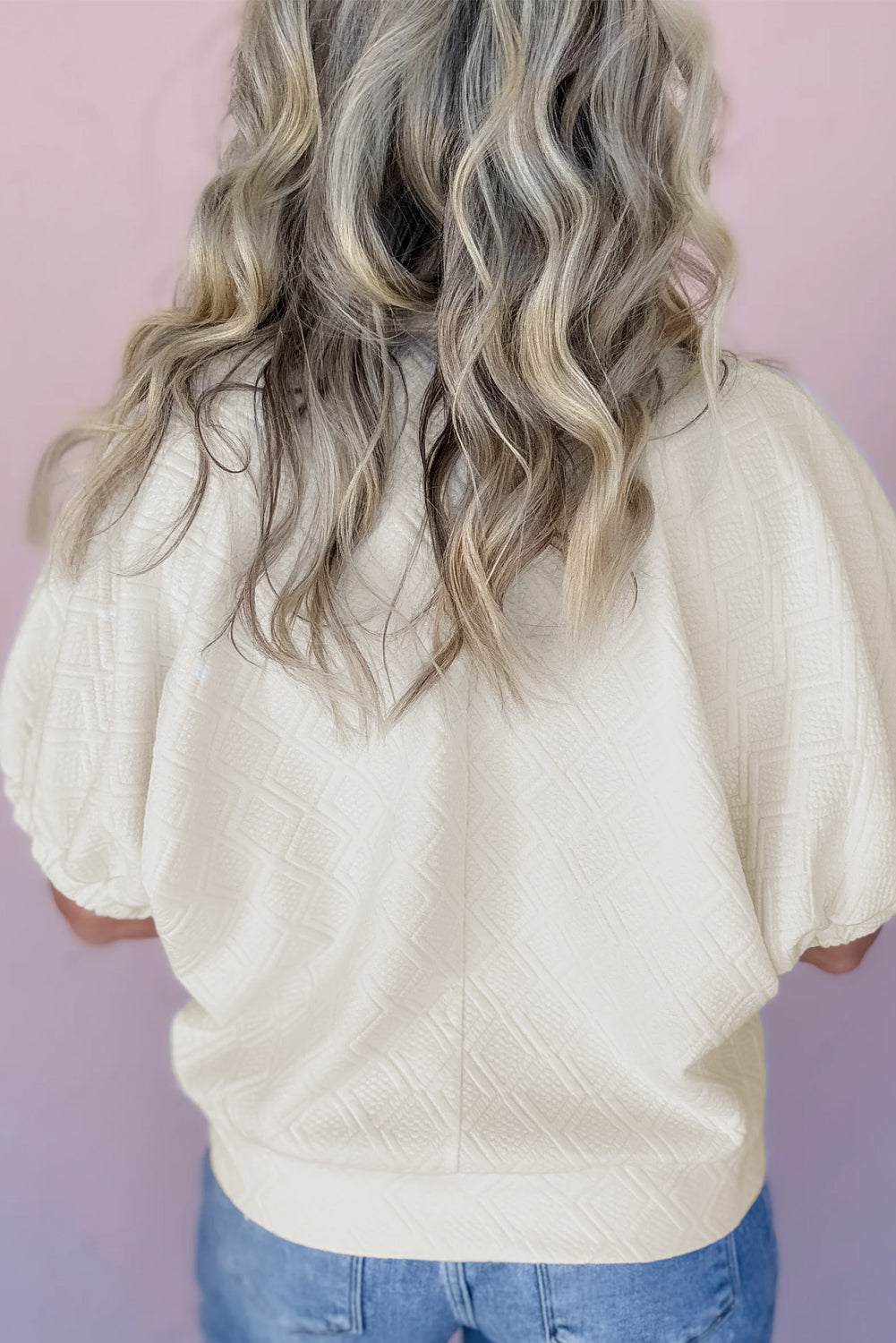 Beige Plus Size Rhombus Texture Contrast Striped Collar Baggy Sweatshirt-Plus Size/Plus Size Sweatshirts & Hoodies-[Adult]-[Female]-2022 Online Blue Zone Planet