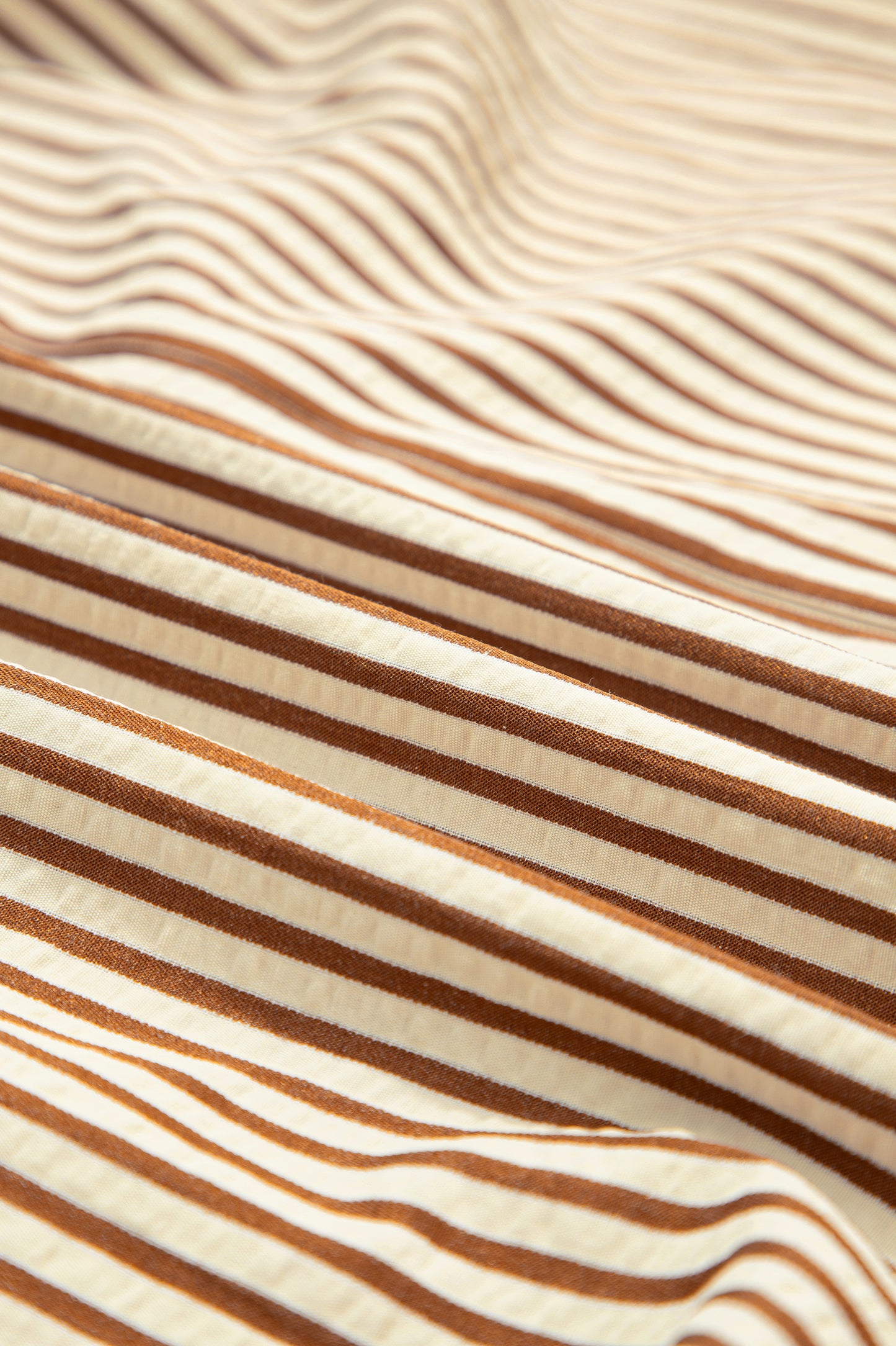 Brown Stripe Double Ruffled Short Sleeve Contrast Trim V Neck Midi Dress-TOPS / DRESSES-[Adult]-[Female]-2022 Online Blue Zone Planet