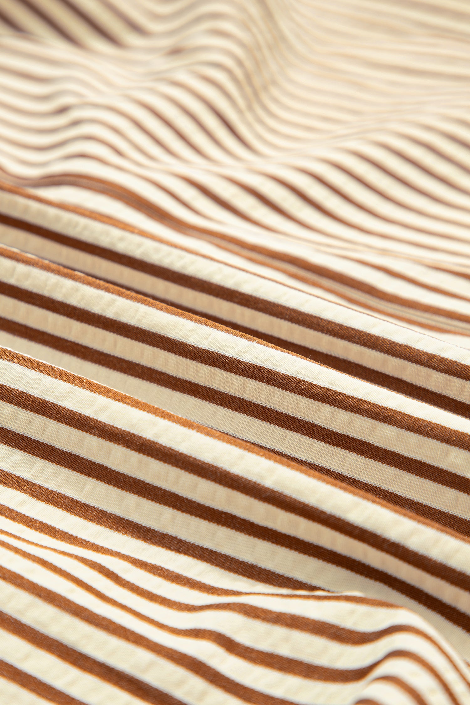 Brown Stripe Double Ruffled Short Sleeve Contrast Trim V Neck Midi Dress-TOPS / DRESSES-[Adult]-[Female]-2022 Online Blue Zone Planet