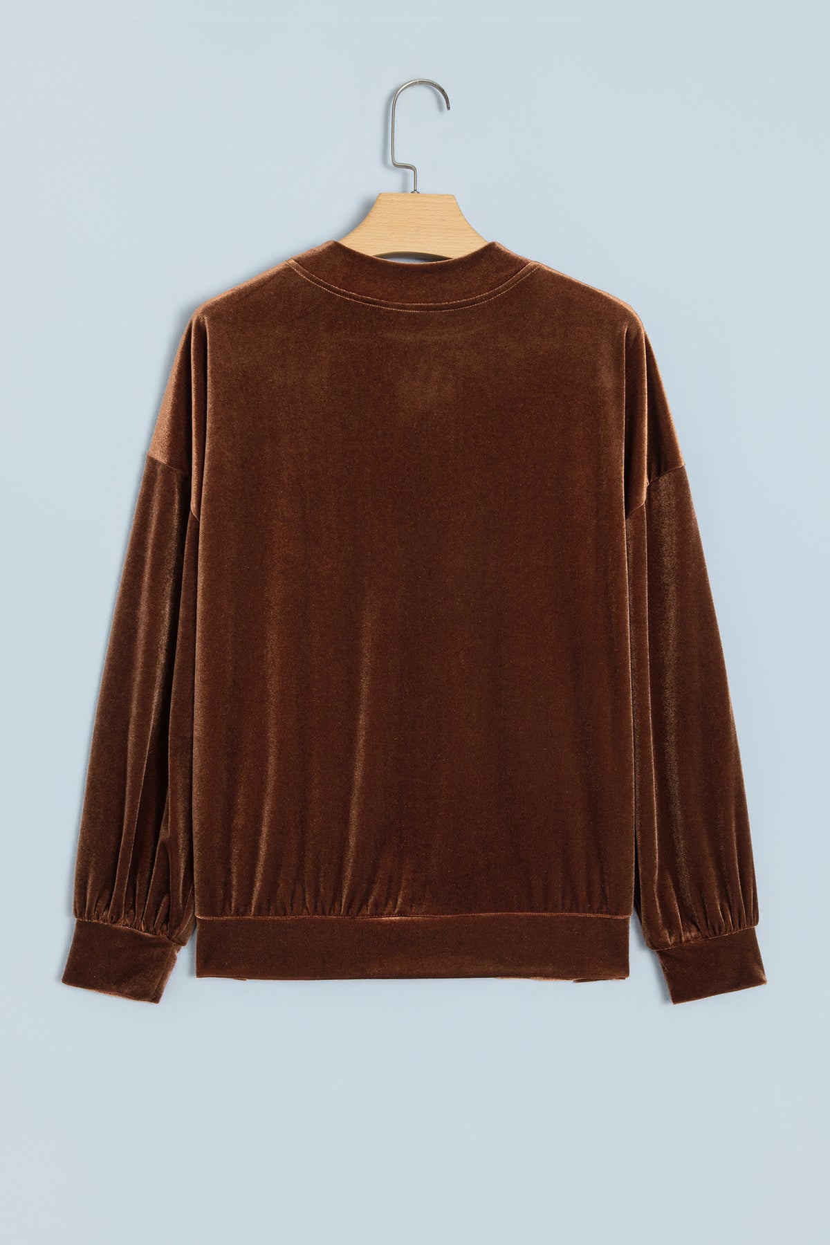 Burgundy Christmas Velvet Graphic Print Long Sleeve Sweatshirt-Tops/Sweatshirts & Hoodies-[Adult]-[Female]-2022 Online Blue Zone Planet