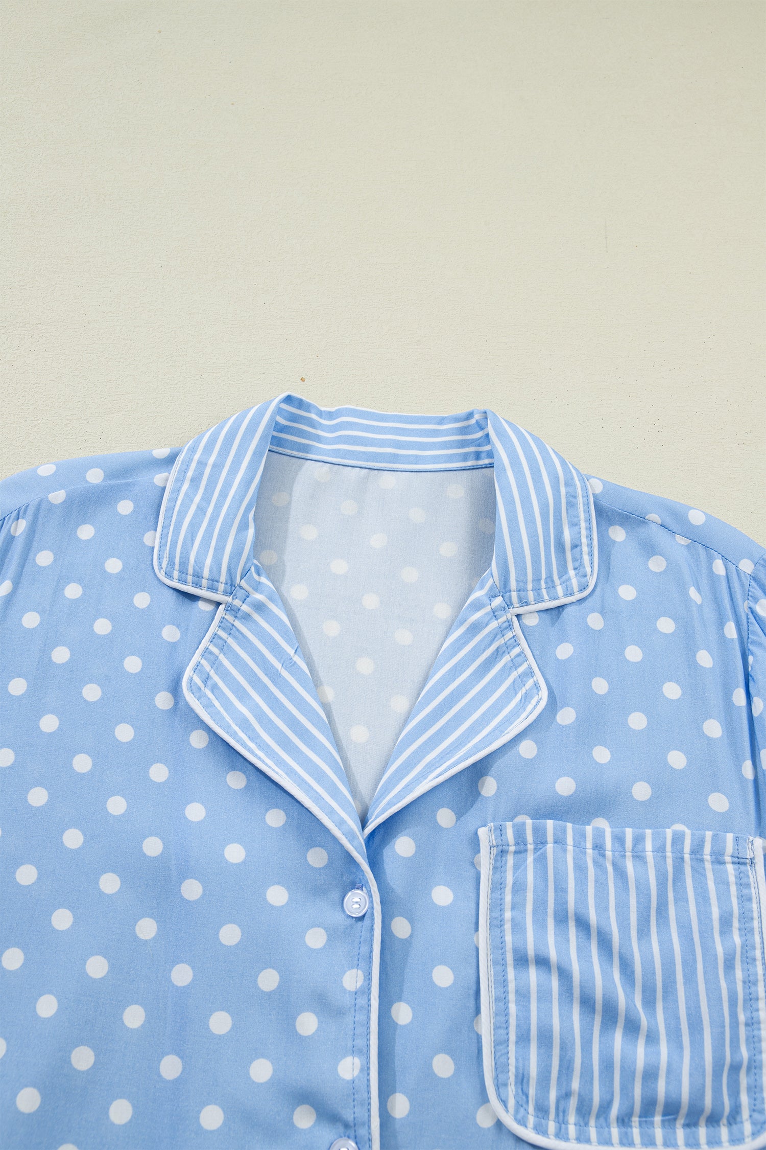 Sky Blue Dotted Print Soft Short Pajama Set-Loungewear & Sleepwear/Sleepwear-[Adult]-[Female]-2022 Online Blue Zone Planet