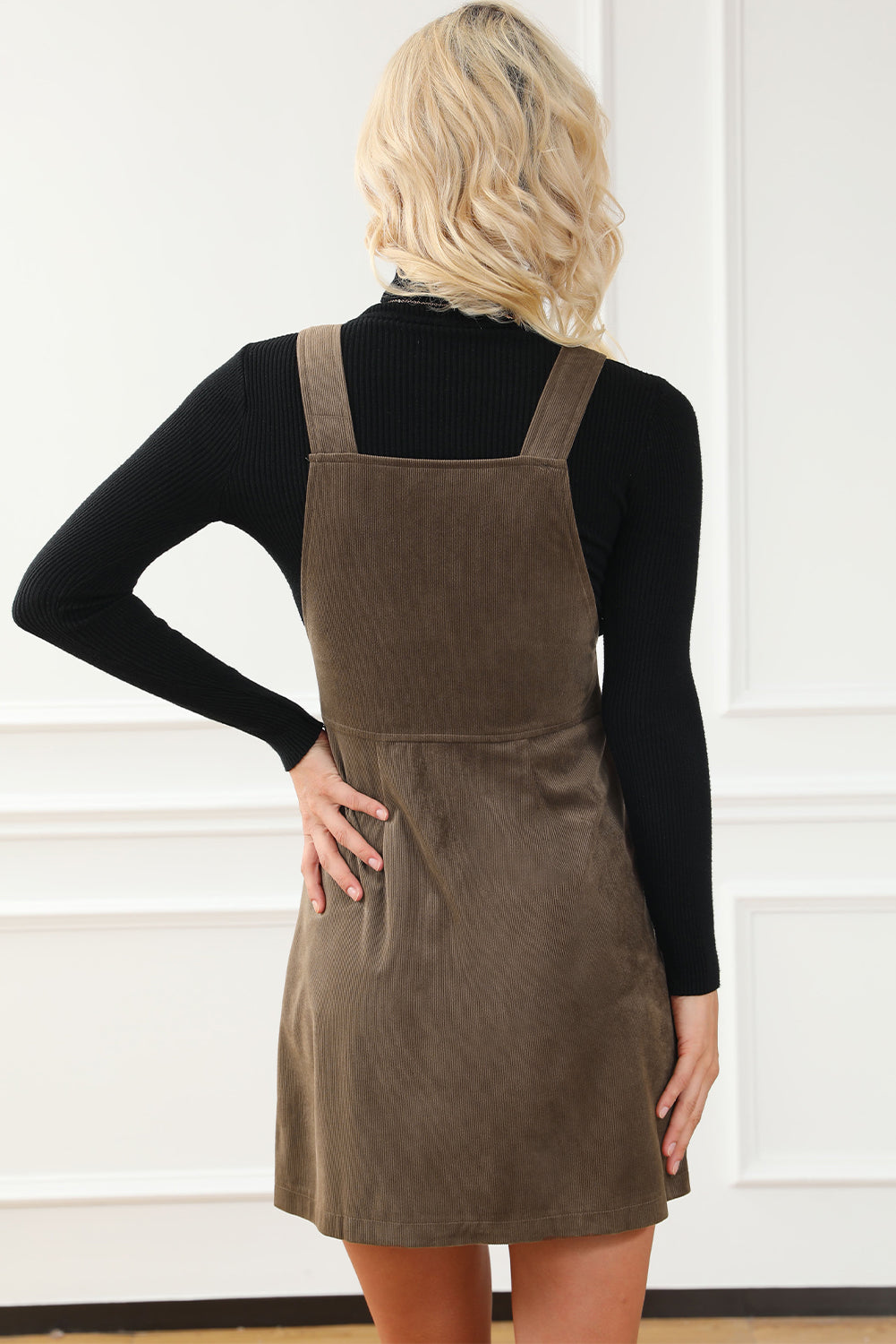 Blue Zone Planet | Brown O-ring Zip Up Pocketed Corduroy Dress-TOPS / DRESSES-[Adult]-[Female]-2022 Online Blue Zone Planet