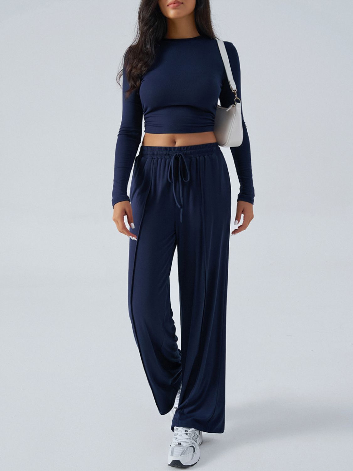 Blue Zone Planet | Devine Round Neck Long Sleeve Top and Pants Set-TOPS / DRESSES-[Adult]-[Female]-2022 Online Blue Zone Planet