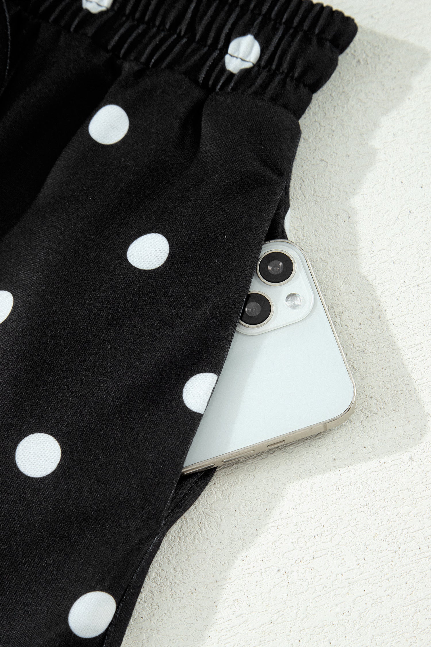 White Exposed Seam Detail Polka Dot Loose Tee Drawstring Shorts Set-Two Piece Sets/Short Sets-[Adult]-[Female]-2022 Online Blue Zone Planet