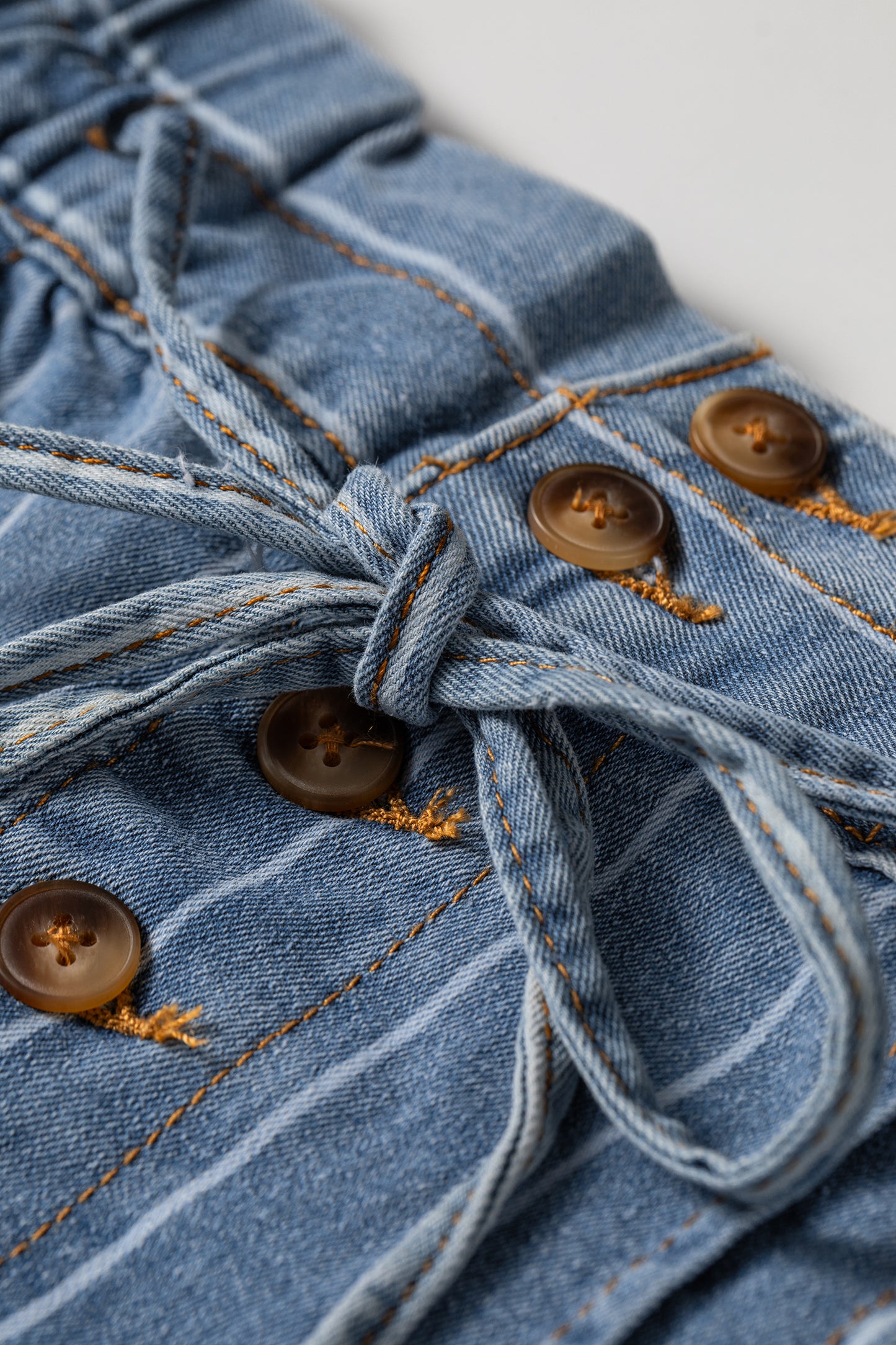 Sky Blue Stripe Plus Size Buttoned Loose Wide Leg Denim Pants-Plus Size/Plus Size Bottoms-[Adult]-[Female]-2022 Online Blue Zone Planet