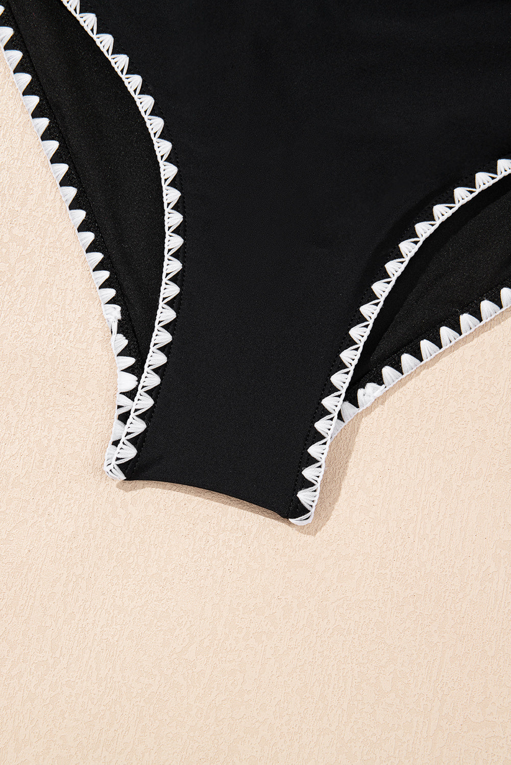 Black Ric Rac Trim Contrasted Patchwork Cutout One Piece Swimsuit-Swimwear/One Piece Swimsuit-[Adult]-[Female]-2022 Online Blue Zone Planet