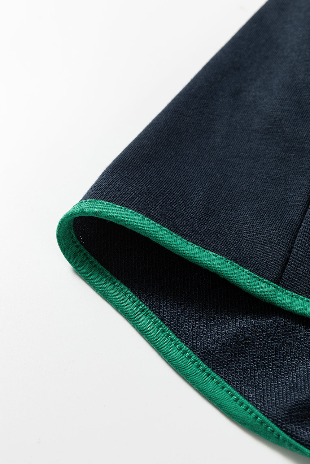 Navy Blue Color Block Patchwork Half Button Pullover and Shorts 2pcs Outfit-Two Piece Sets/Short Sets-[Adult]-[Female]-2022 Online Blue Zone Planet