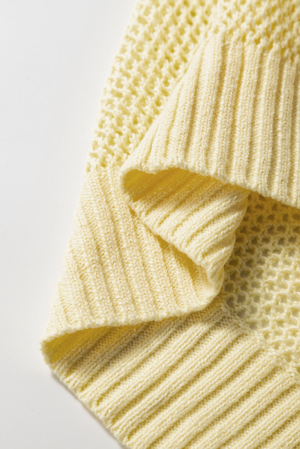 Yellow Solid Color Hollowed Knit Round Neck Sweater Vest-Sweaters & Cardigans/Sweater Vests-[Adult]-[Female]-2022 Online Blue Zone Planet