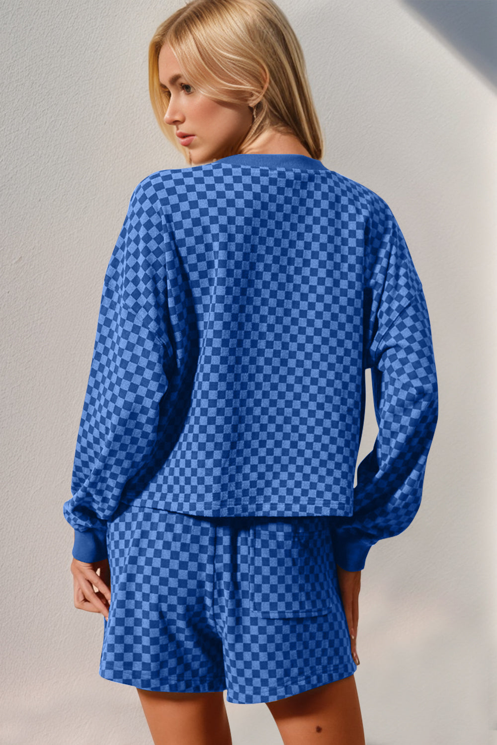 Blue Zone Planet | Double Take Checkered Half Button Top and Shorts Set-TOPS / DRESSES-[Adult]-[Female]-2022 Online Blue Zone Planet