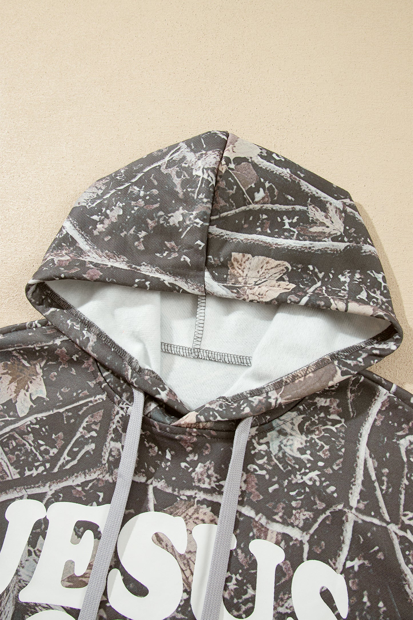 Brown Retro Camouflage Jesus Loves You Print Relaxed Hoodie-Tops / Dresses-[Adult]-[Female]-2022 Online Blue Zone Planet