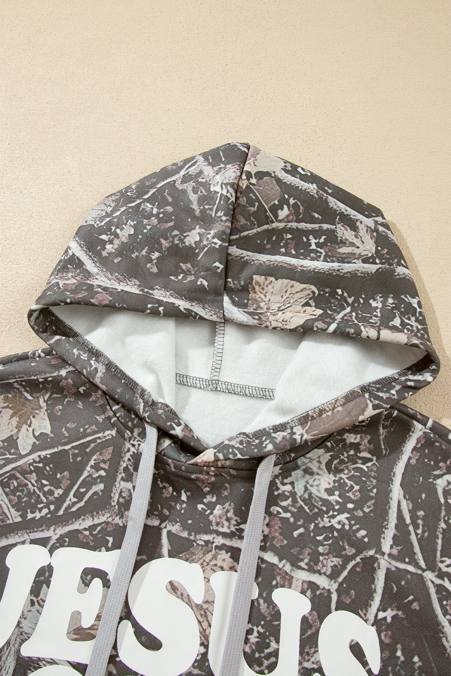 Brown Retro Camouflage Jesus Loves You Print Relaxed Hoodie-Tops / Dresses-[Adult]-[Female]-2022 Online Blue Zone Planet