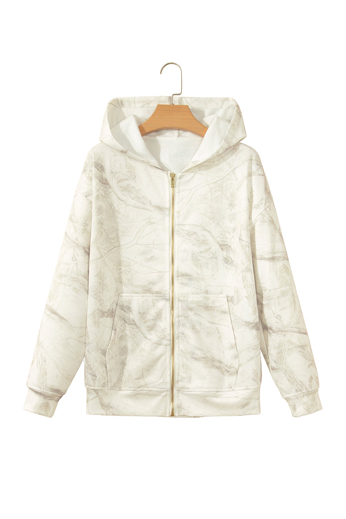 Multicolour Abstract Camo Print Hooded Zip-Up Sweatshirt-Tops / Dresses-[Adult]-[Female]-2022 Online Blue Zone Planet