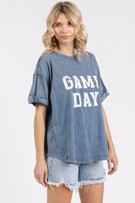 Mittoshop GAME DAY Round Neck Short Sleeve T-Shirt-TOPS / DRESSES-[Adult]-[Female]-2022 Online Blue Zone Planet