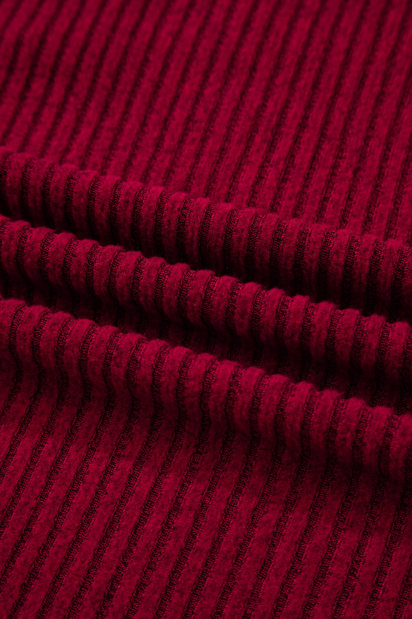 Racing Red Ribbed V Neck Contrast Ribbon Bow Back Drop Shoulder Long Sleeve Top-Tops/Blouses & Shirts-[Adult]-[Female]-2022 Online Blue Zone Planet