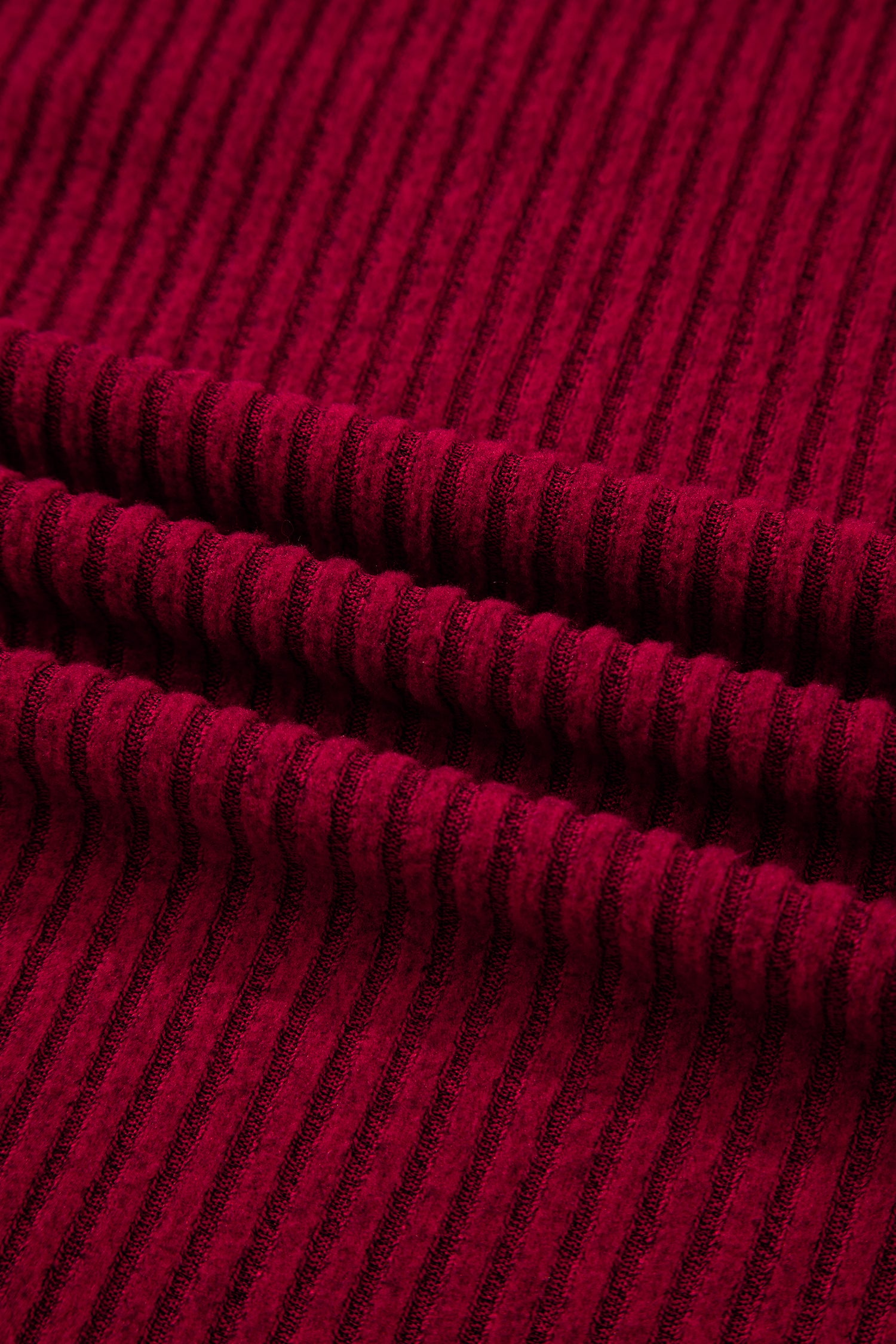 Racing Red Ribbed V Neck Contrast Ribbon Bow Back Drop Shoulder Long Sleeve Top-Tops/Blouses & Shirts-[Adult]-[Female]-2022 Online Blue Zone Planet