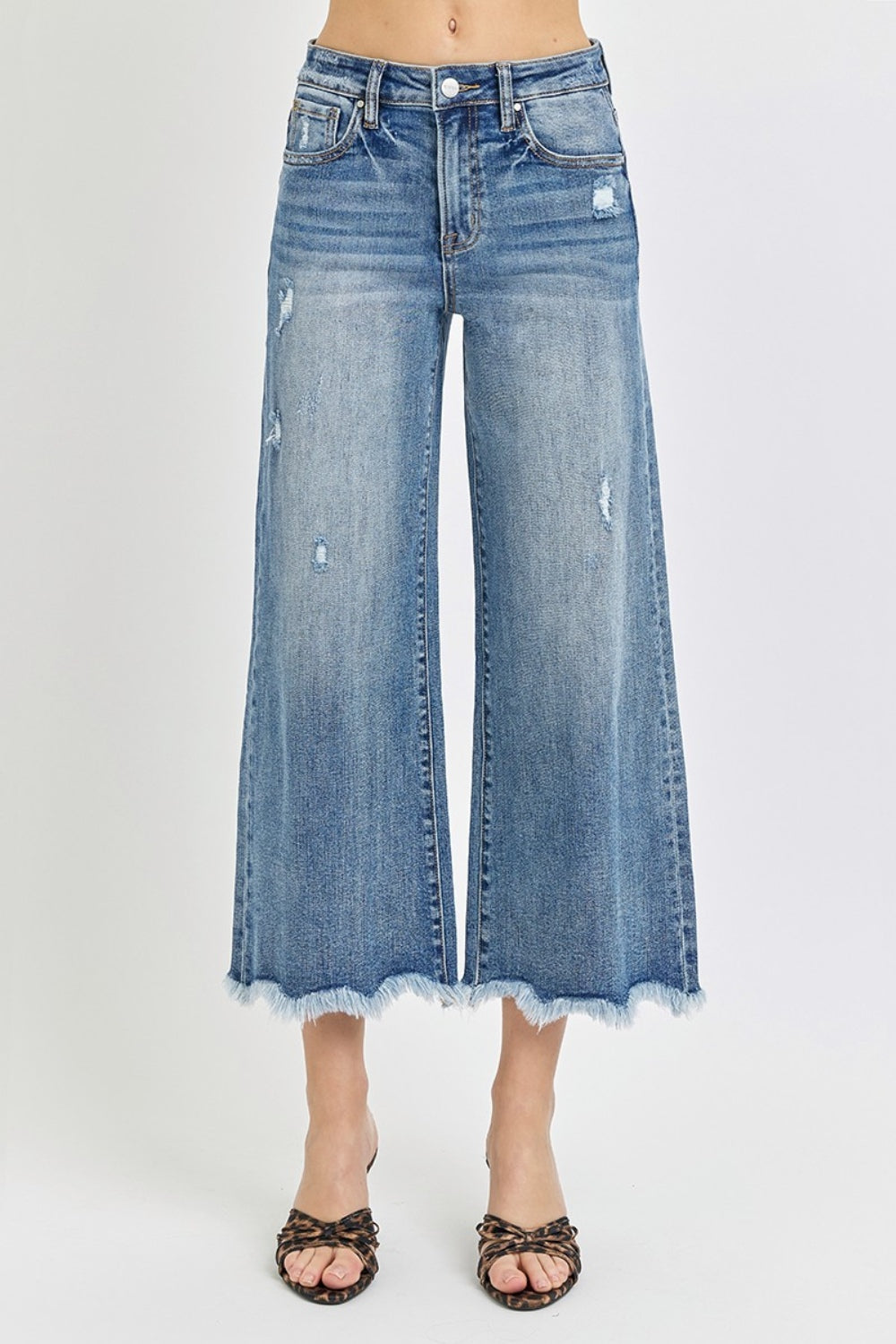 Risen High Rise Cropped Flare Jeans-BOTTOMS SIZES SMALL MEDIUM LARGE-[Adult]-[Female]-2022 Online Blue Zone Planet