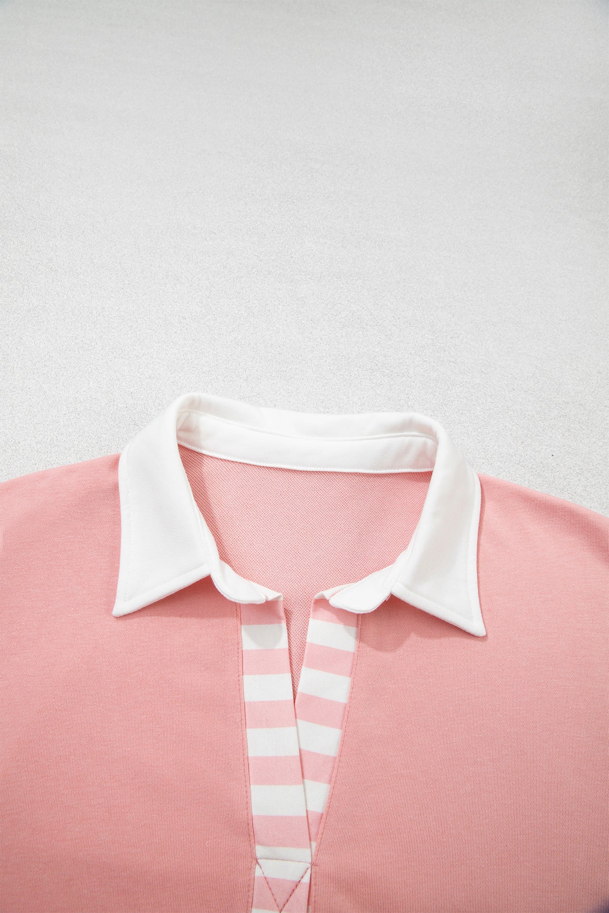 Gossamer Pink Striped Color Block Pullover Top Drawstring Shorts Set-Two Piece Sets/Short Sets-[Adult]-[Female]-2022 Online Blue Zone Planet