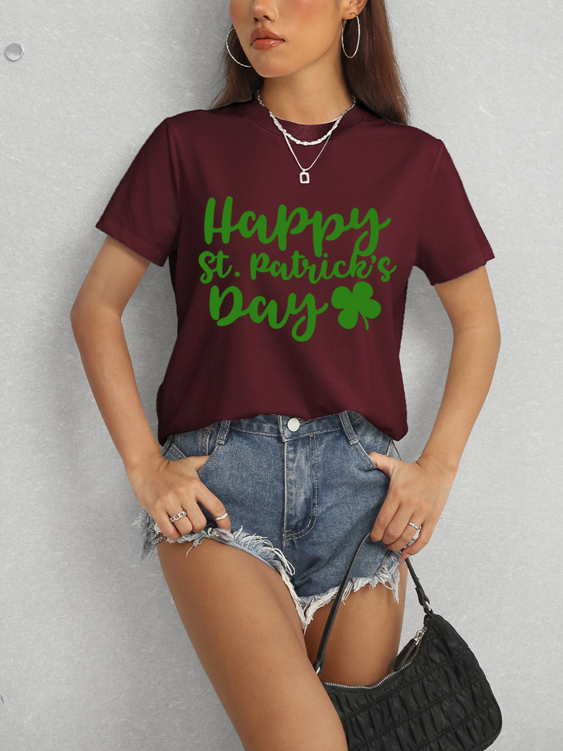 HAPPY ST. PATRICK'S DAY Short Sleeve T-Shirt-TOPS / DRESSES-[Adult]-[Female]-2022 Online Blue Zone Planet