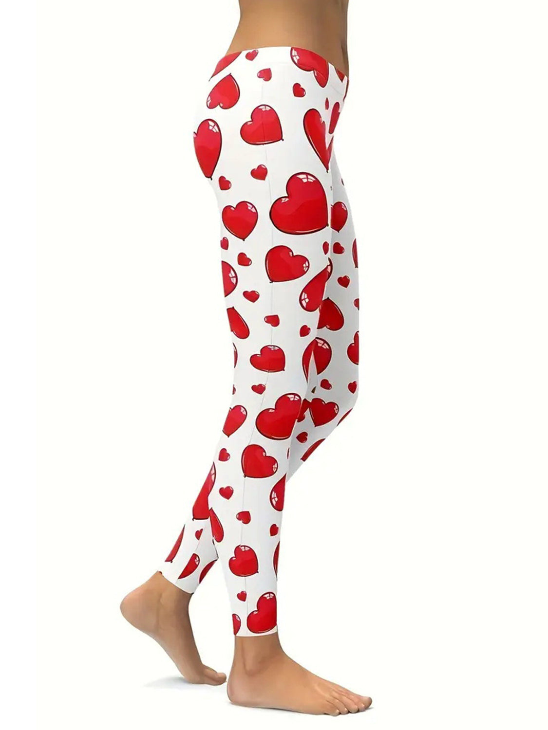 Blue Zone Planet | Heart Print Skinny Pants-BOTTOMS SIZES SMALL MEDIUM LARGE-[Adult]-[Female]-2022 Online Blue Zone Planet