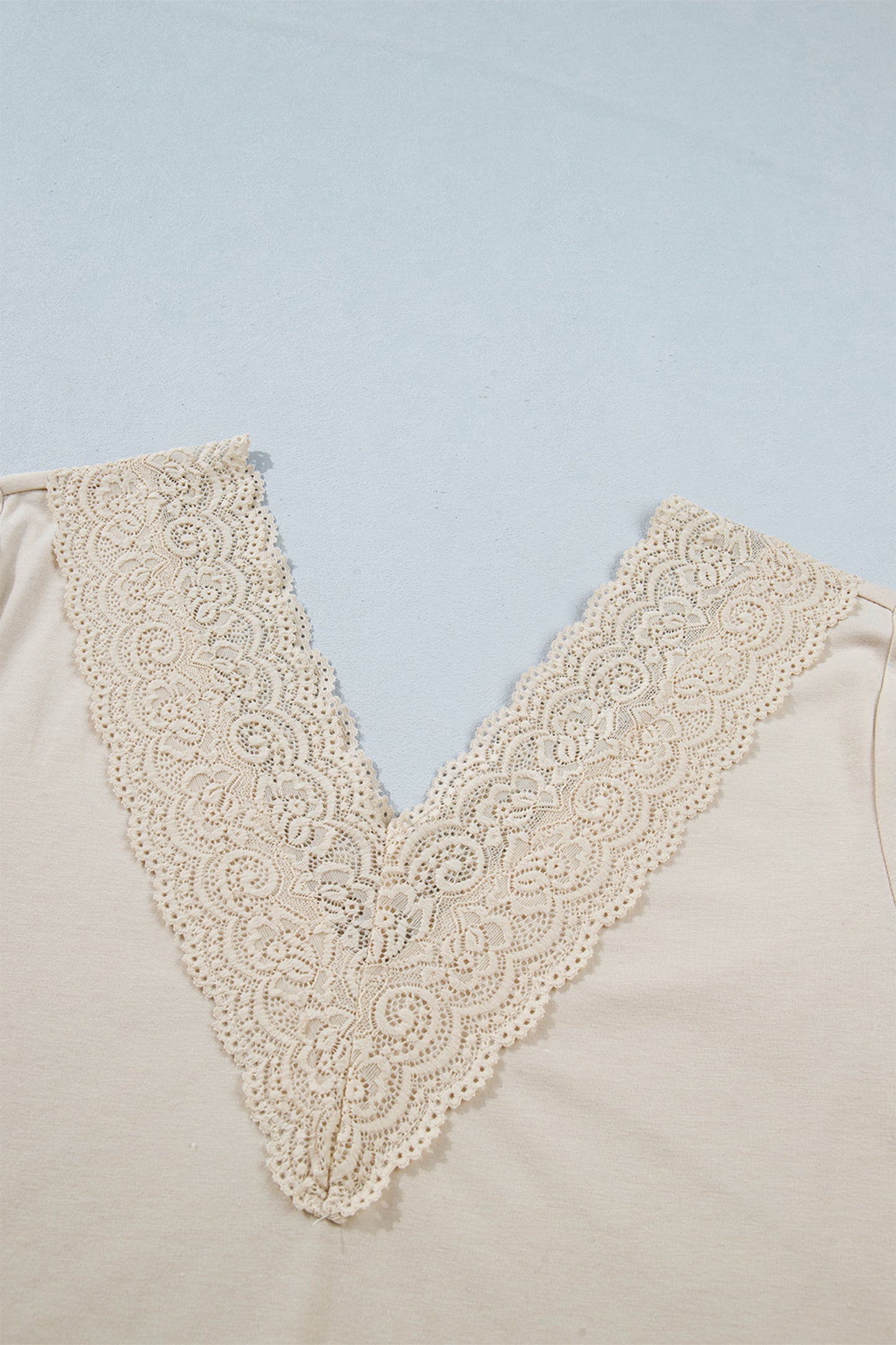 Apricot Lace Splicing V Neck Long Sleeve Top-Tops/Long Sleeve Tops-[Adult]-[Female]-2022 Online Blue Zone Planet