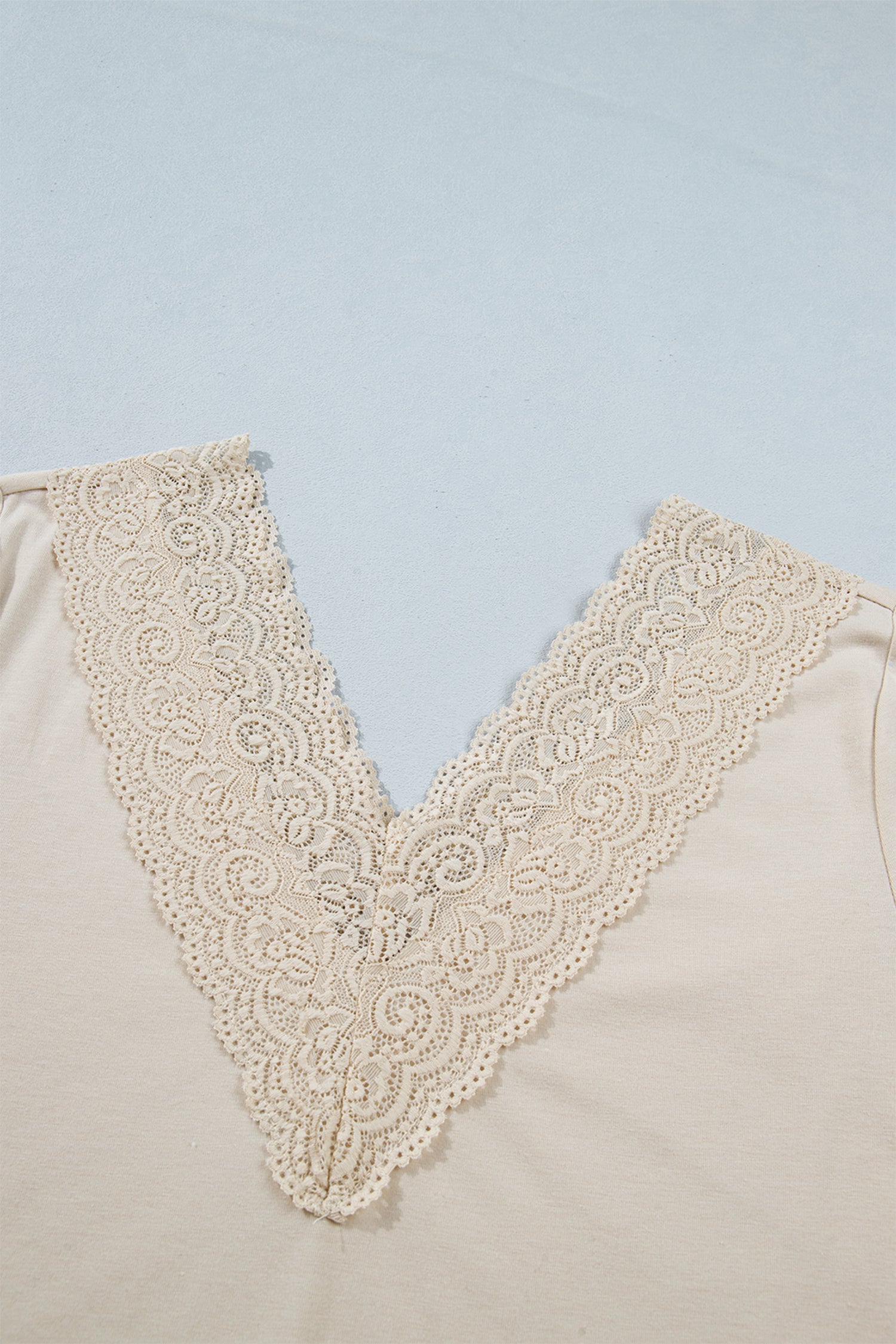 Apricot Lace Splicing V Neck Long Sleeve Top-Tops/Long Sleeve Tops-[Adult]-[Female]-2022 Online Blue Zone Planet