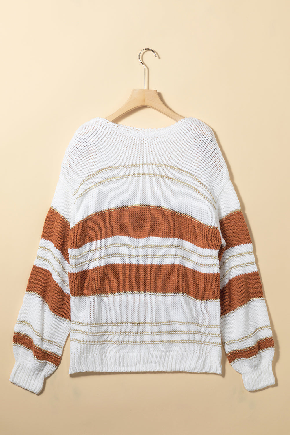 Blue Zone Planet |  Striped Round Neck Dropped Shoulder Sweater