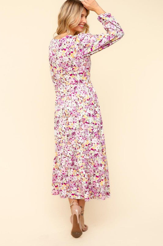 Haptics Full Size Floral V-Neck Long Sleeve Dress with Side Pockets-TOPS / DRESSES-[Adult]-[Female]-2022 Online Blue Zone Planet