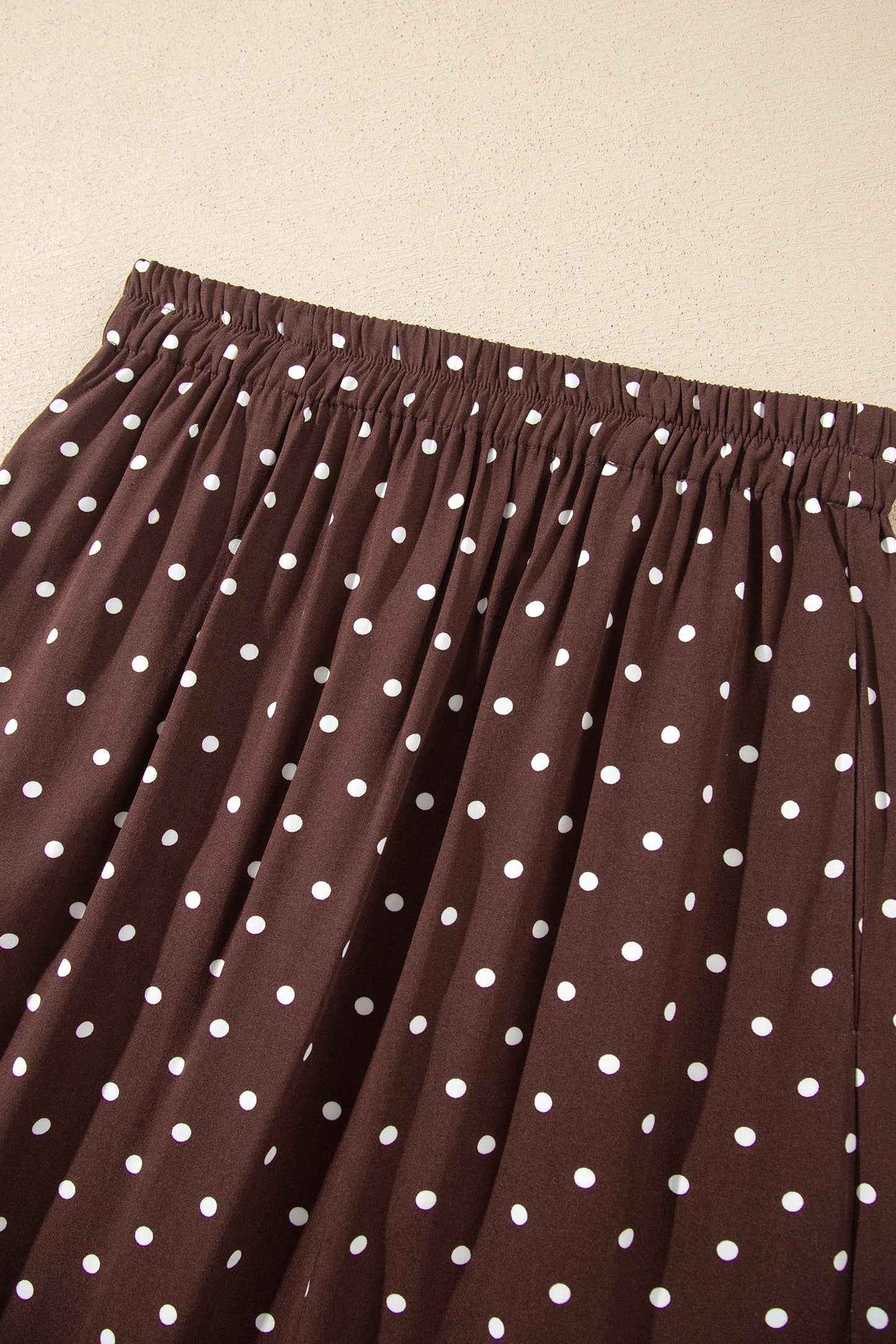 Brown Polka Dot Lace Hem Elegant Long Shift Skirt-Bottoms/Skirts & Petticoat-[Adult]-[Female]-2022 Online Blue Zone Planet
