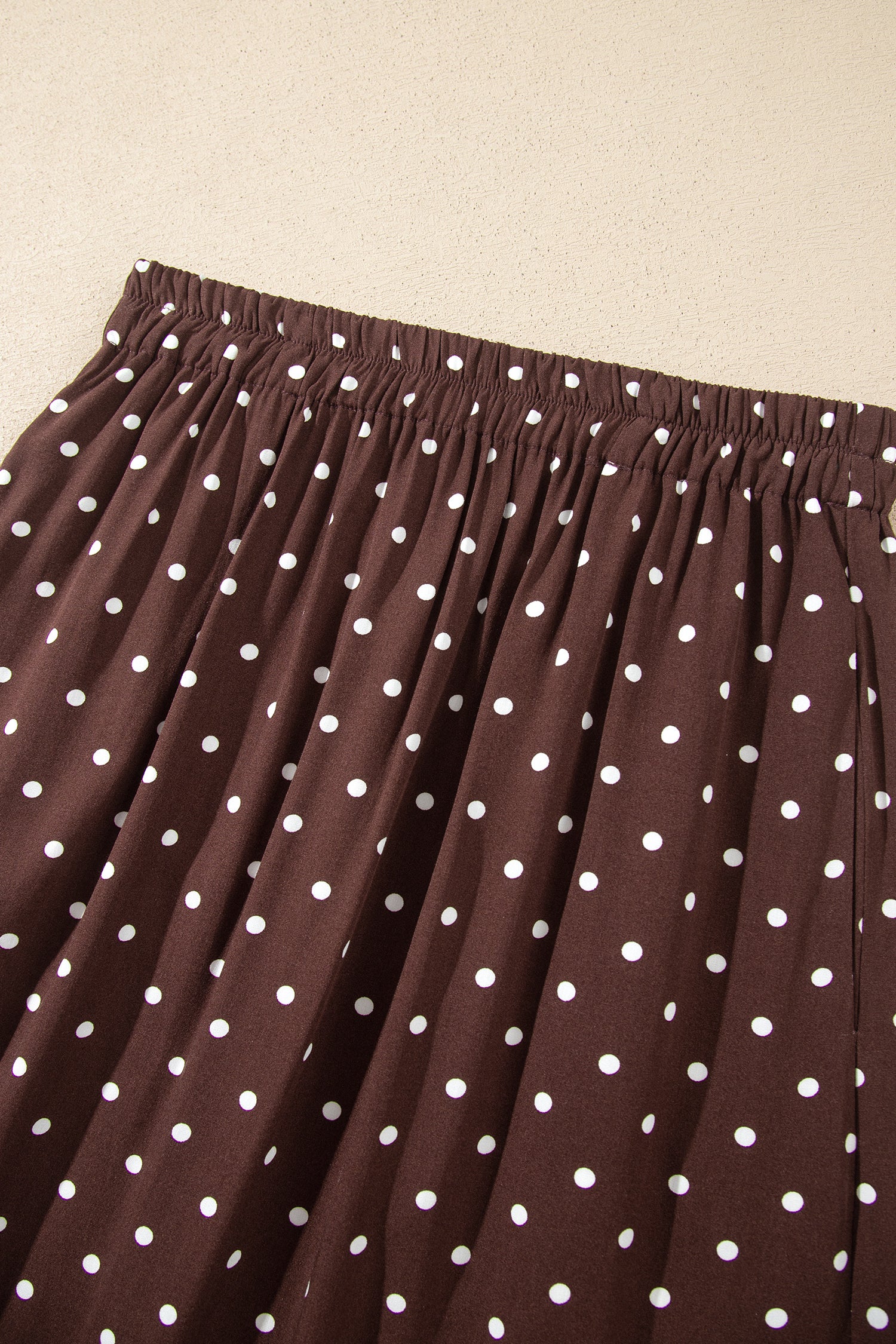 Brown Polka Dot Lace Hem Elegant Long Shift Skirt-Bottoms/Skirts & Petticoat-[Adult]-[Female]-2022 Online Blue Zone Planet