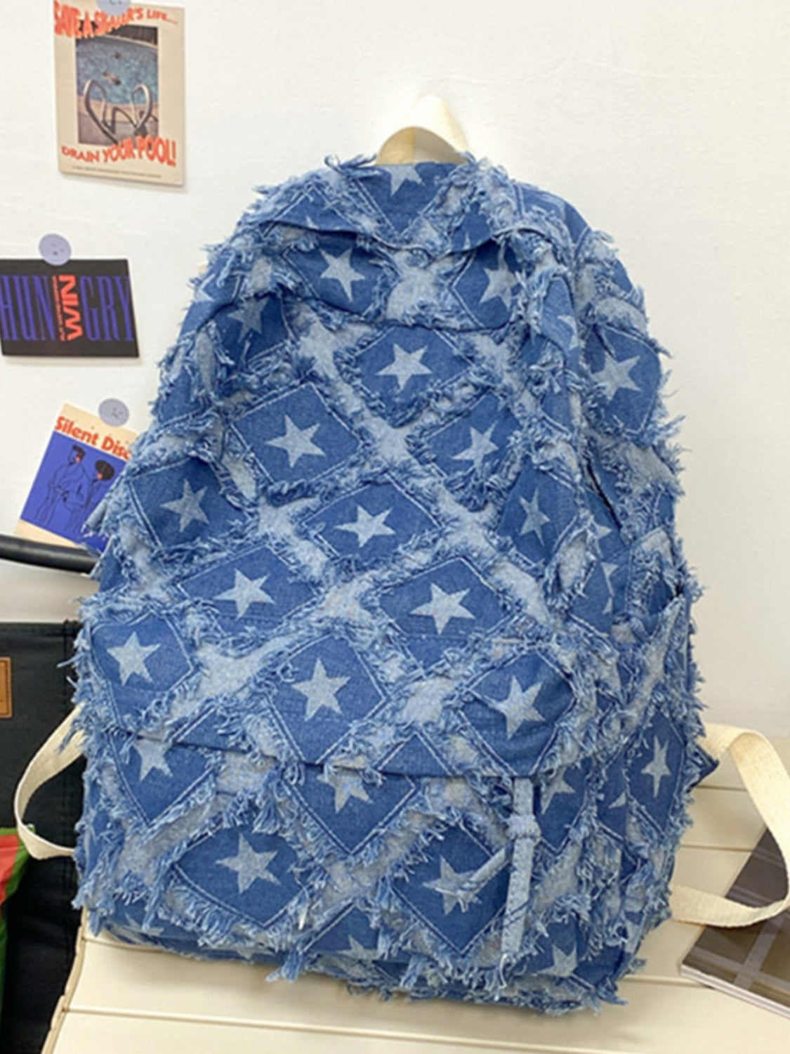 Star Denim Backpack Bag-HANDBAGS-[Adult]-[Female]-2022 Online Blue Zone Planet