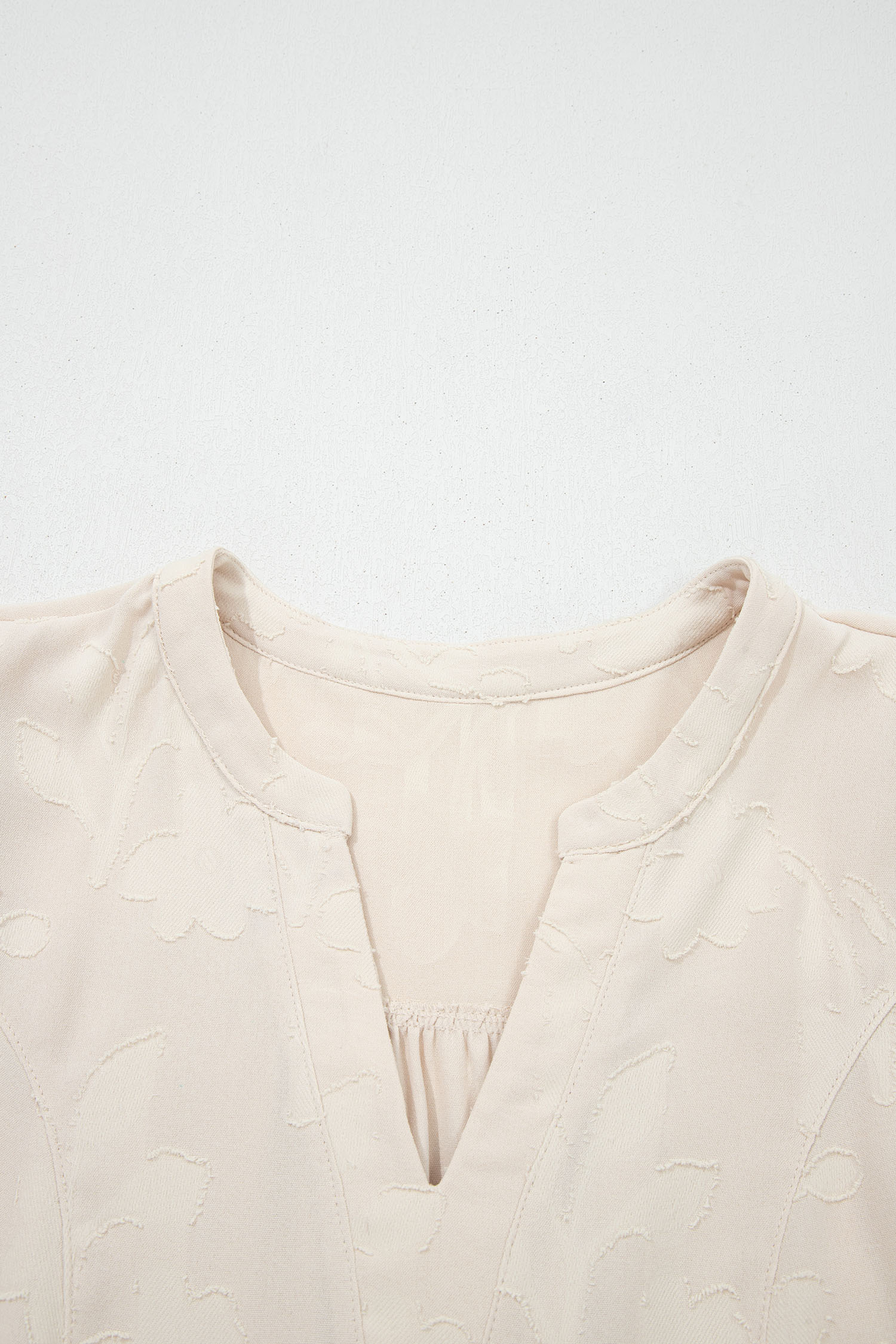 Parchment Long Sleeve Notched Neck Jacquard Tiered Mini Dress-TOPS / DRESSES-[Adult]-[Female]-2022 Online Blue Zone Planet